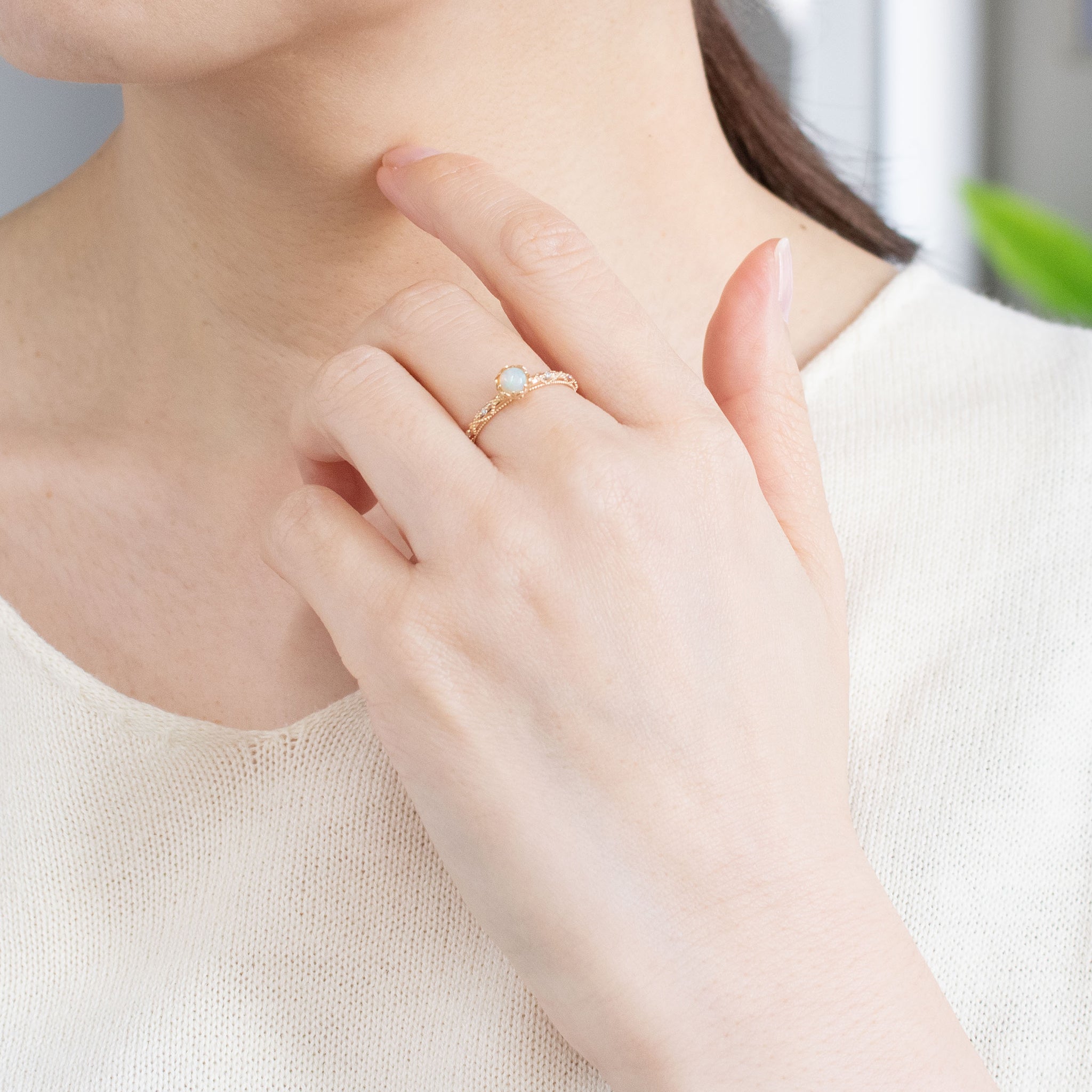 オパール/ダイヤモンド K18リング(10月誕生石)《26C20111》