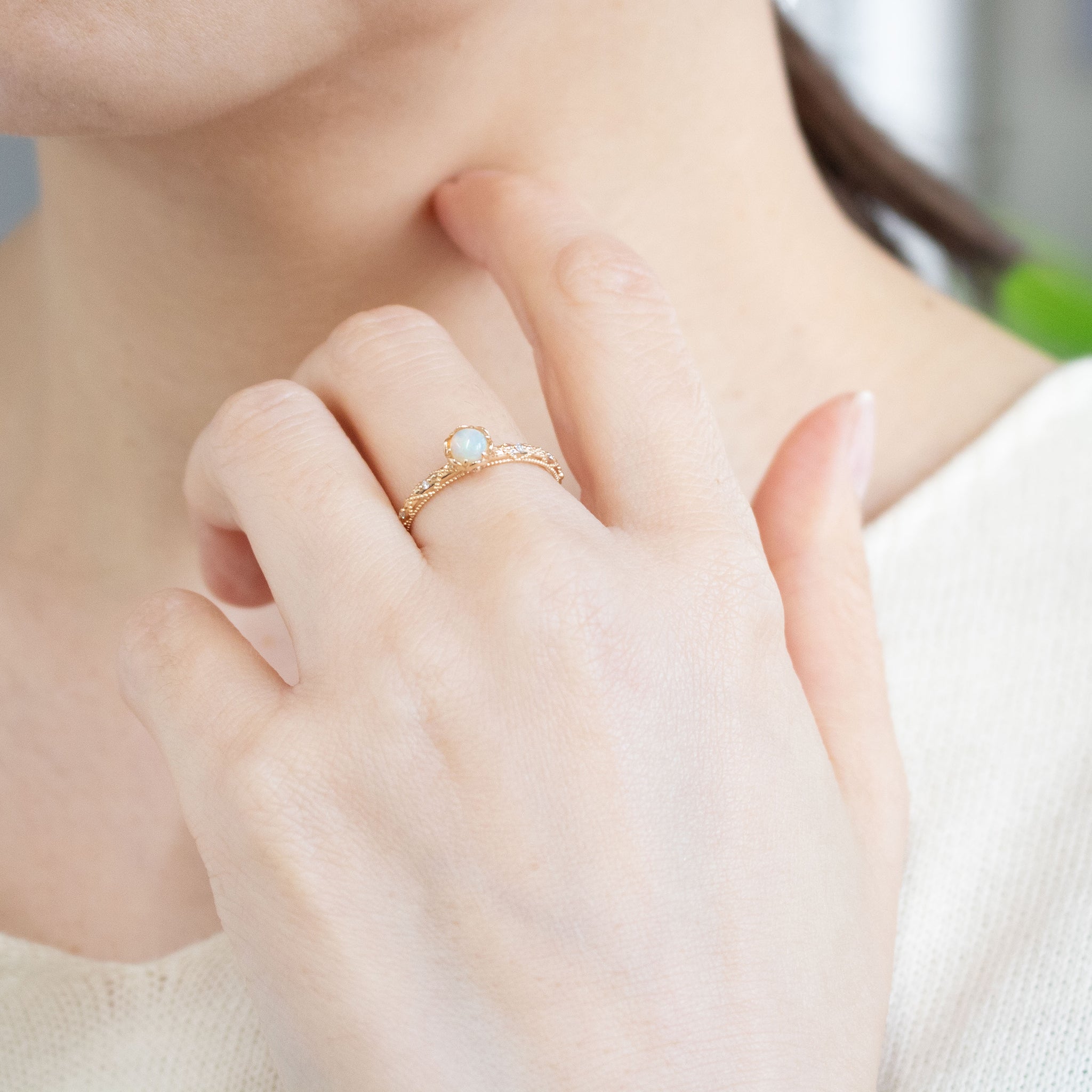 オパール/ダイヤモンド K18リング(10月誕生石)《26C20111》