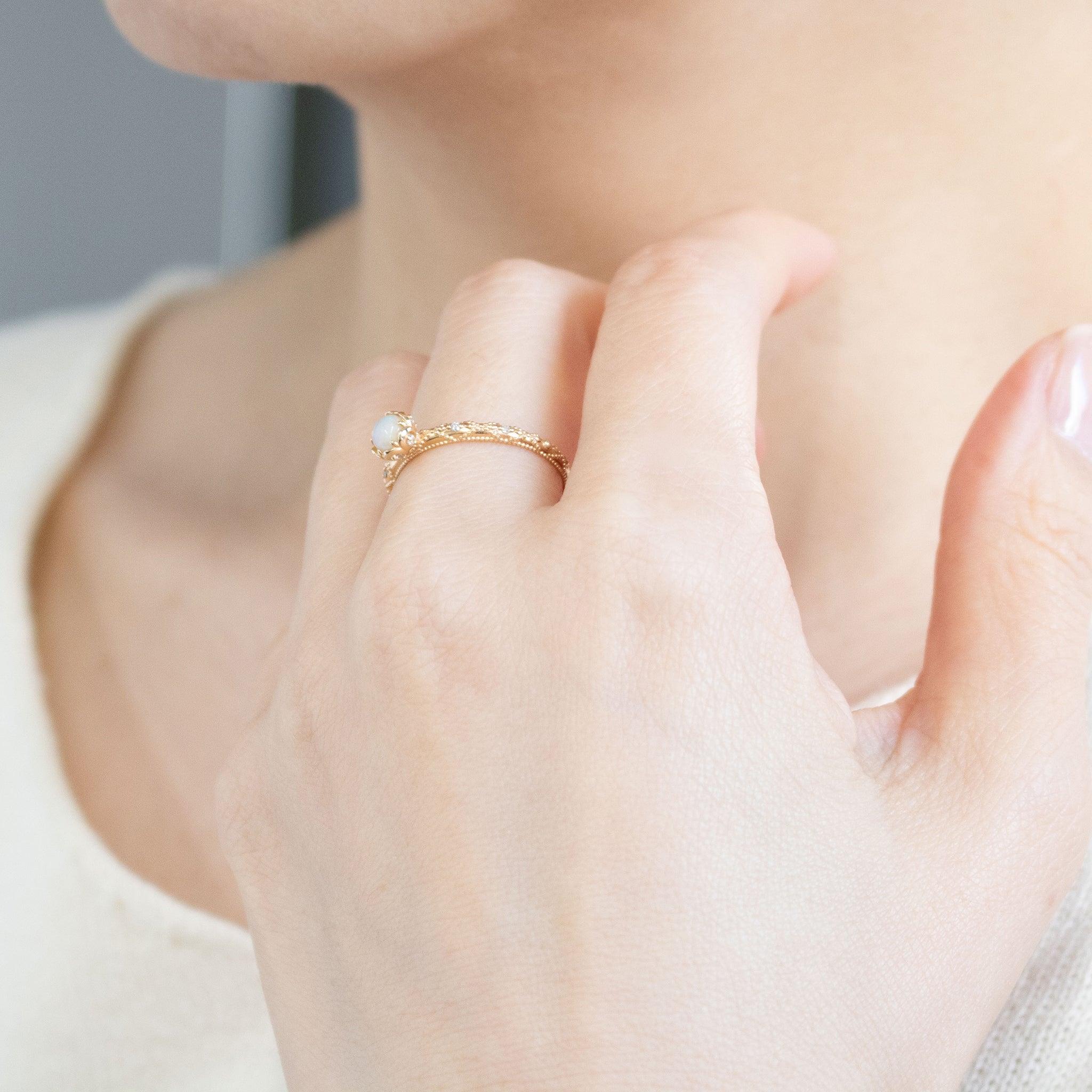 オパール/ダイヤモンド K18リング(10月誕生石)《26C20111》