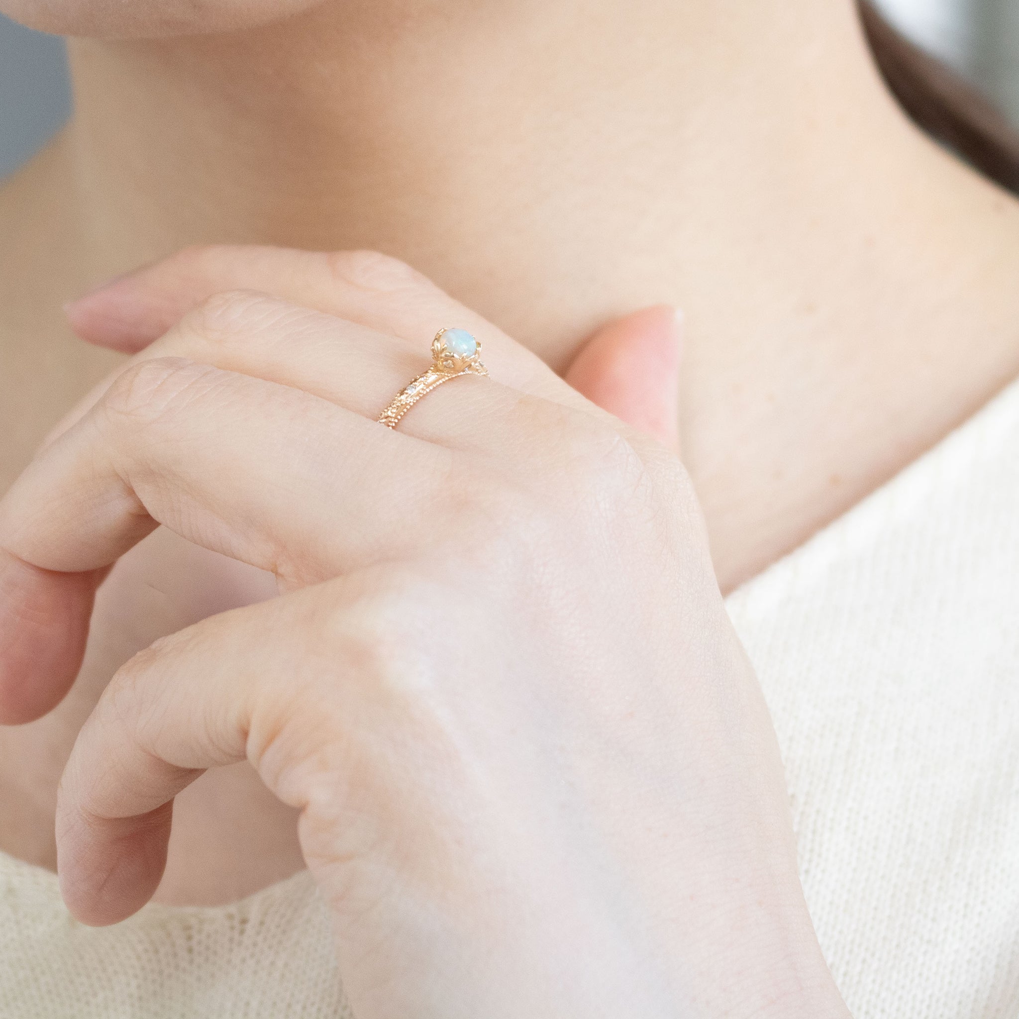 オパール/ダイヤモンド K18リング(10月誕生石)《26C20111》