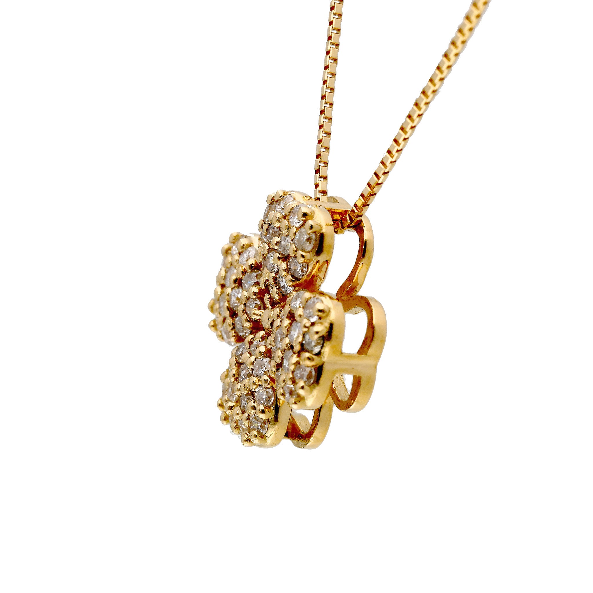 ダイヤモンド K18ネックレス(クローバーモチーフ/4月誕生石)《26C20116》