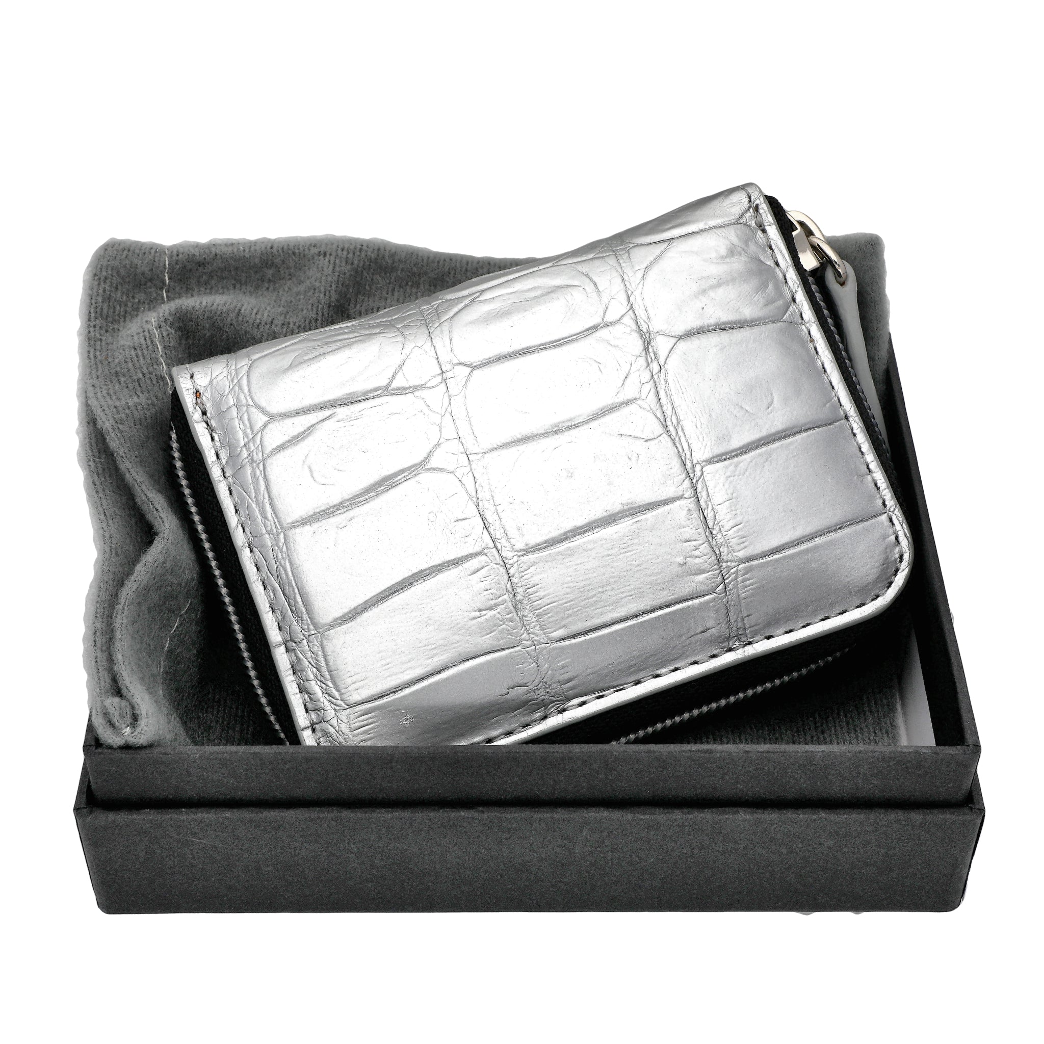 コインケース(シルバー/クロコダイル/牛革)《26C30105》