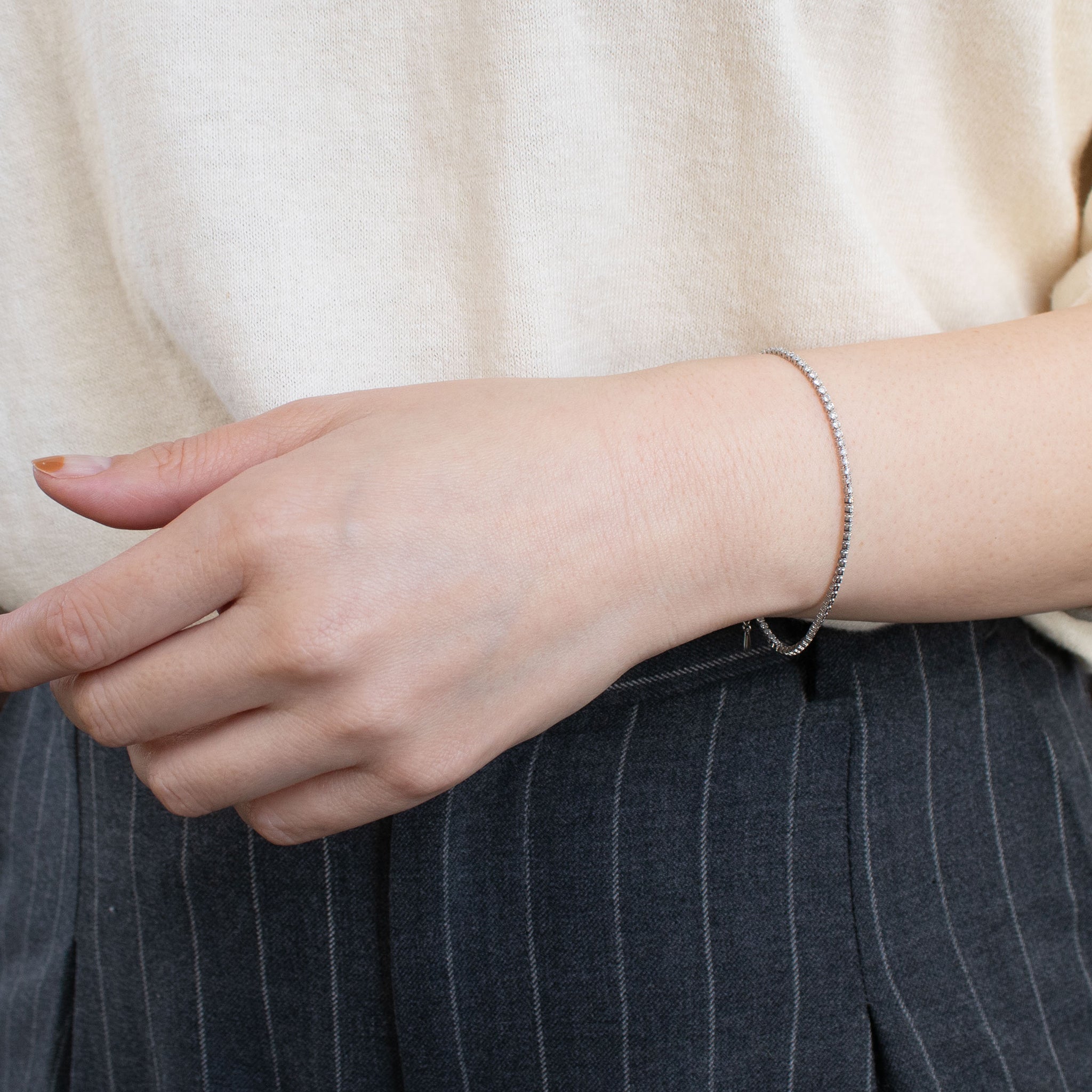 ダイヤモンド プラチナブレスレット(計1.00カラット/4月誕生石)《26C30117》