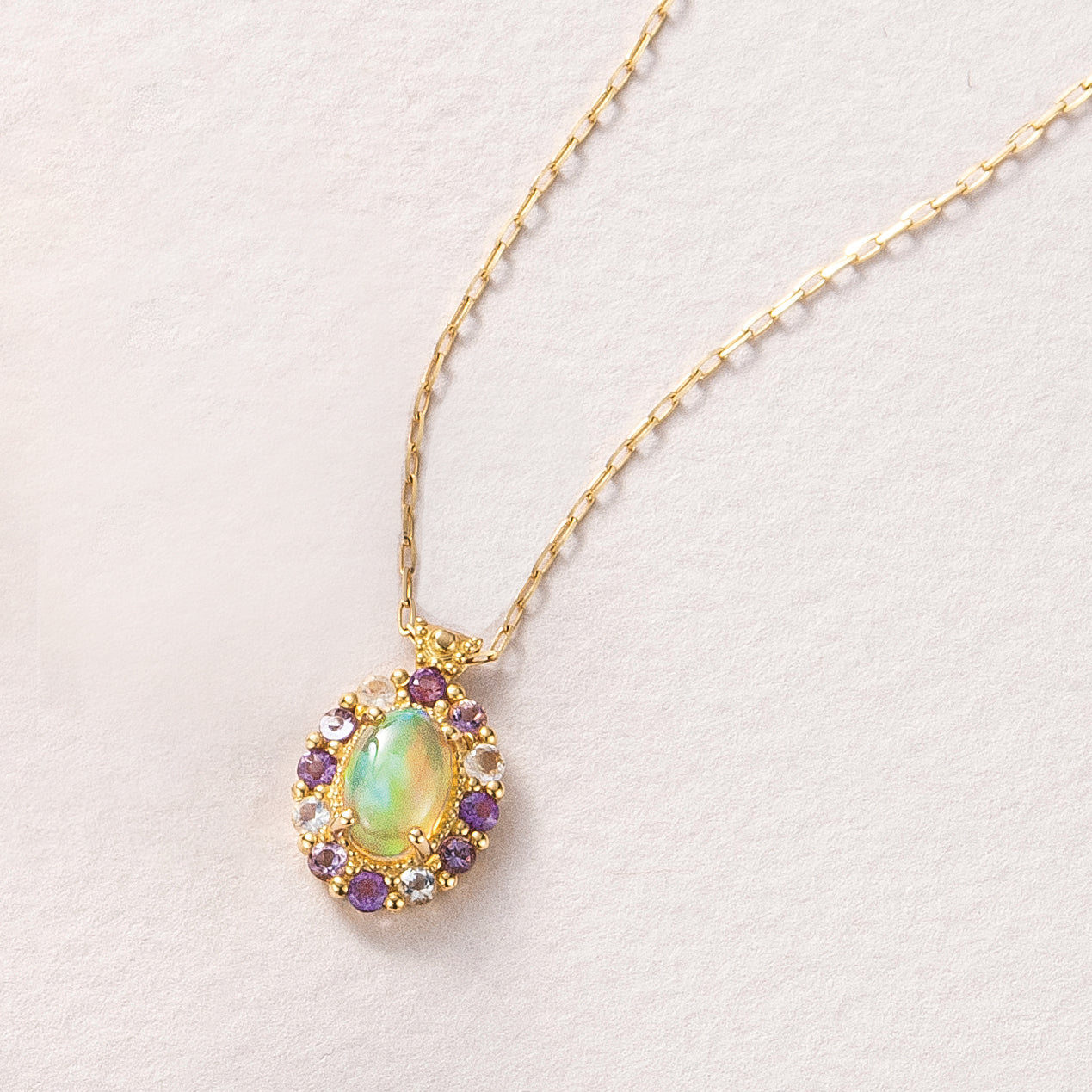 オパール/アメシスト K18ネックレス(10月誕生石)《26C30125》