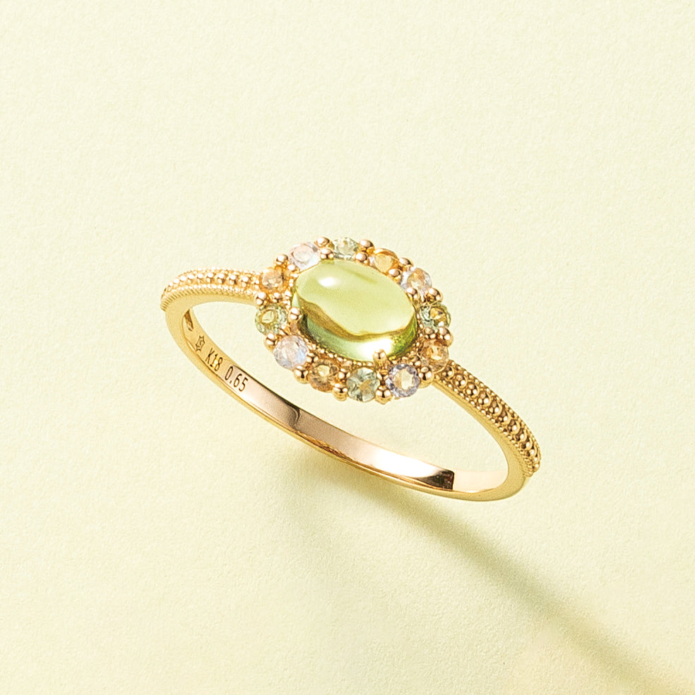 ペリドット/シトリン K18リング(8月誕生石)《26C30126》