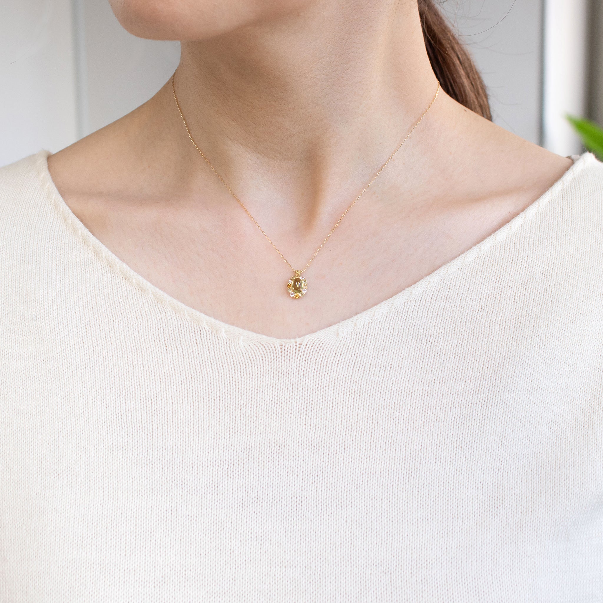 ペリドット/シトリン K18ネックレス(8月誕生石)《26C30128》