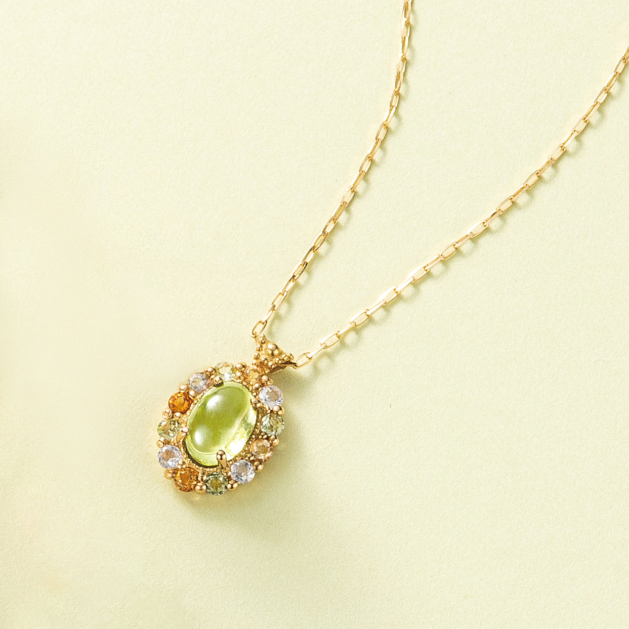 ペリドット/シトリン K18ネックレス(8月誕生石)《26C30128》