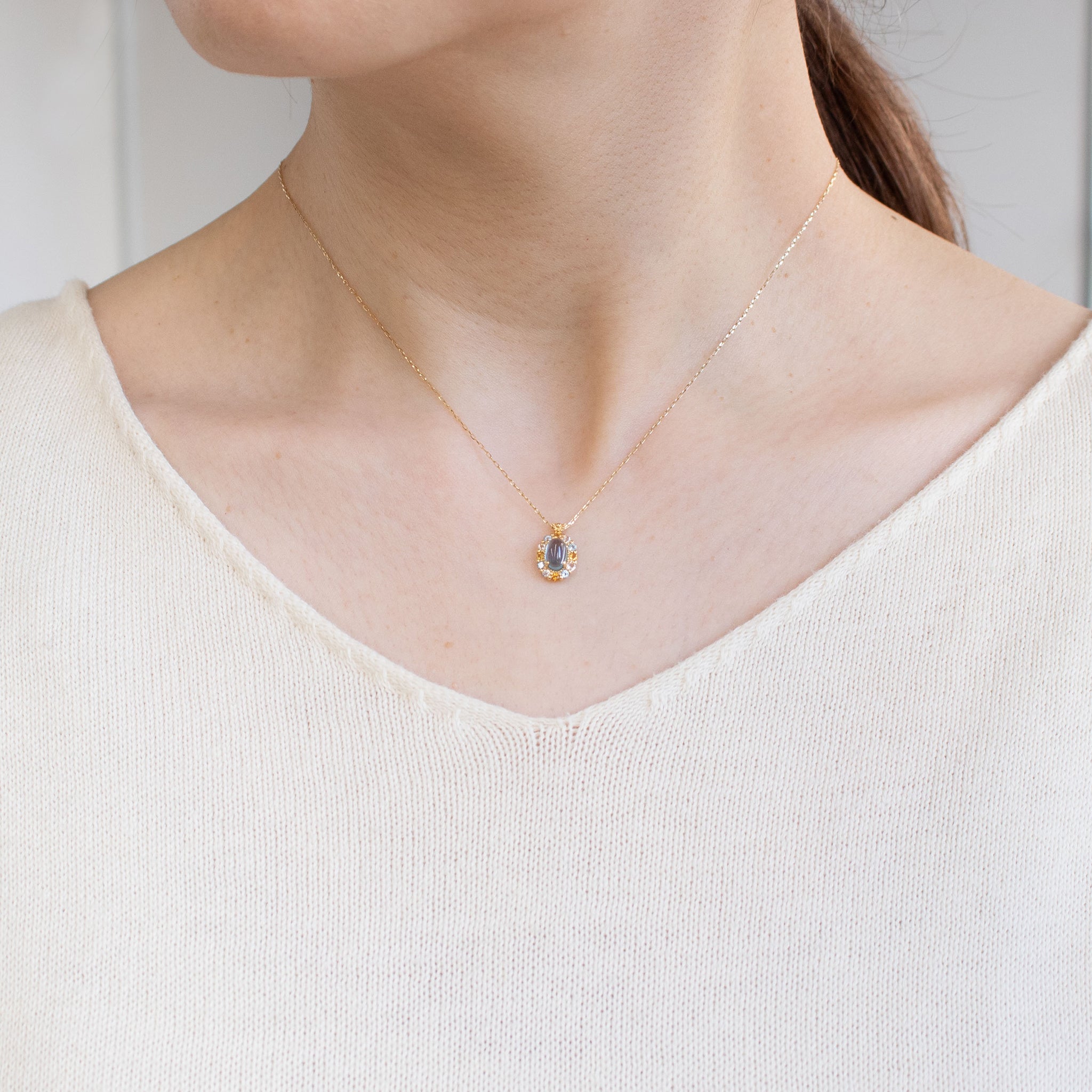 ブルートパーズ/シトリン K18ネックレス(11月誕生石)《26C30129》