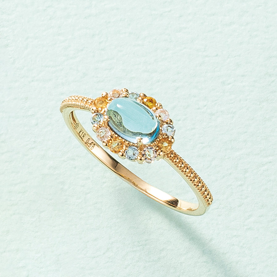 ブルートパーズ/シトリン K18リング(11月誕生石)《26C30130》