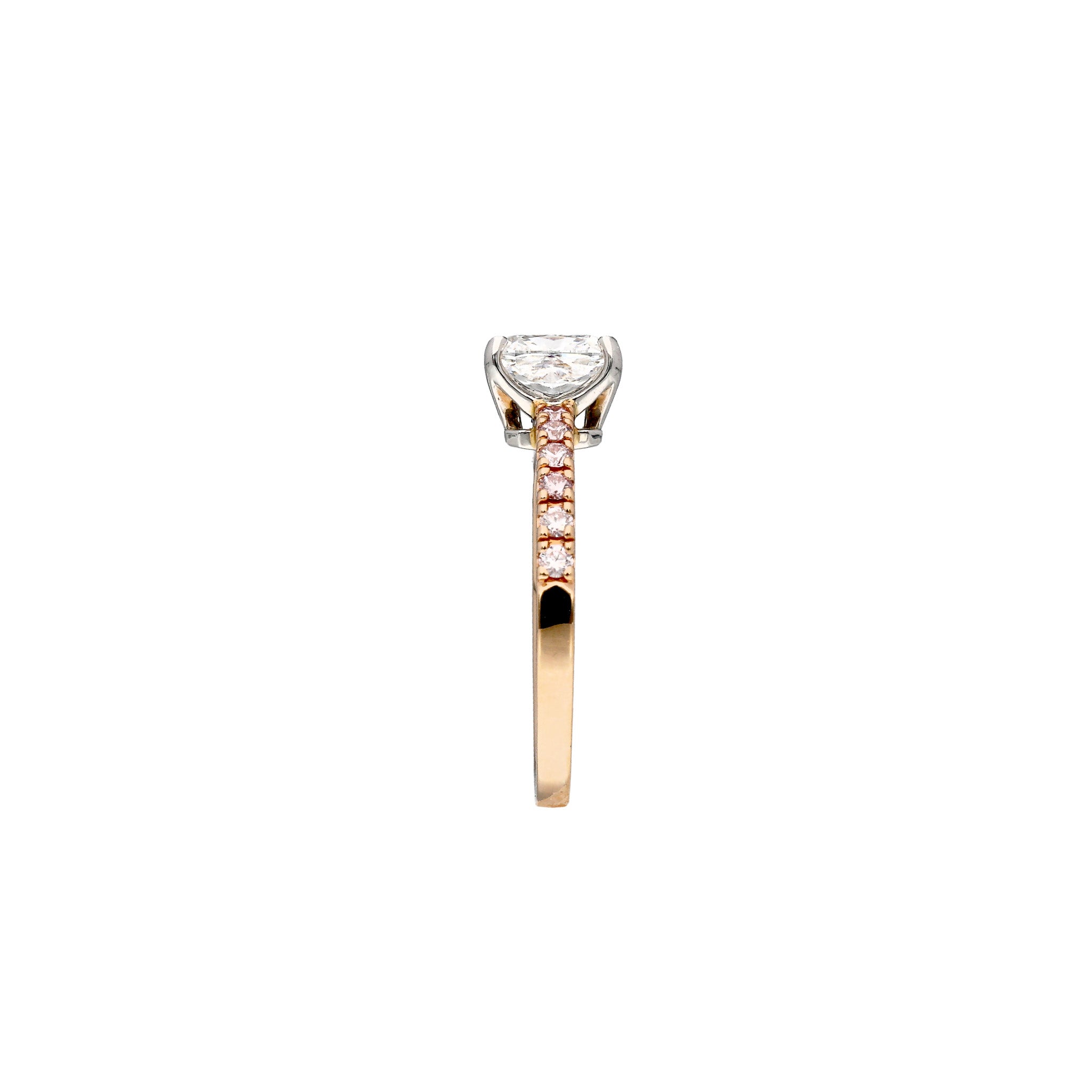 【限定1点】ダイヤモンド/ピンク系ダイヤモンド プラチナ/K18リング(1.01カラット/クッションカット/Dカラー/VVS1/コンビカラー/4月誕生石/グレーディングレポート付)《26C30138》