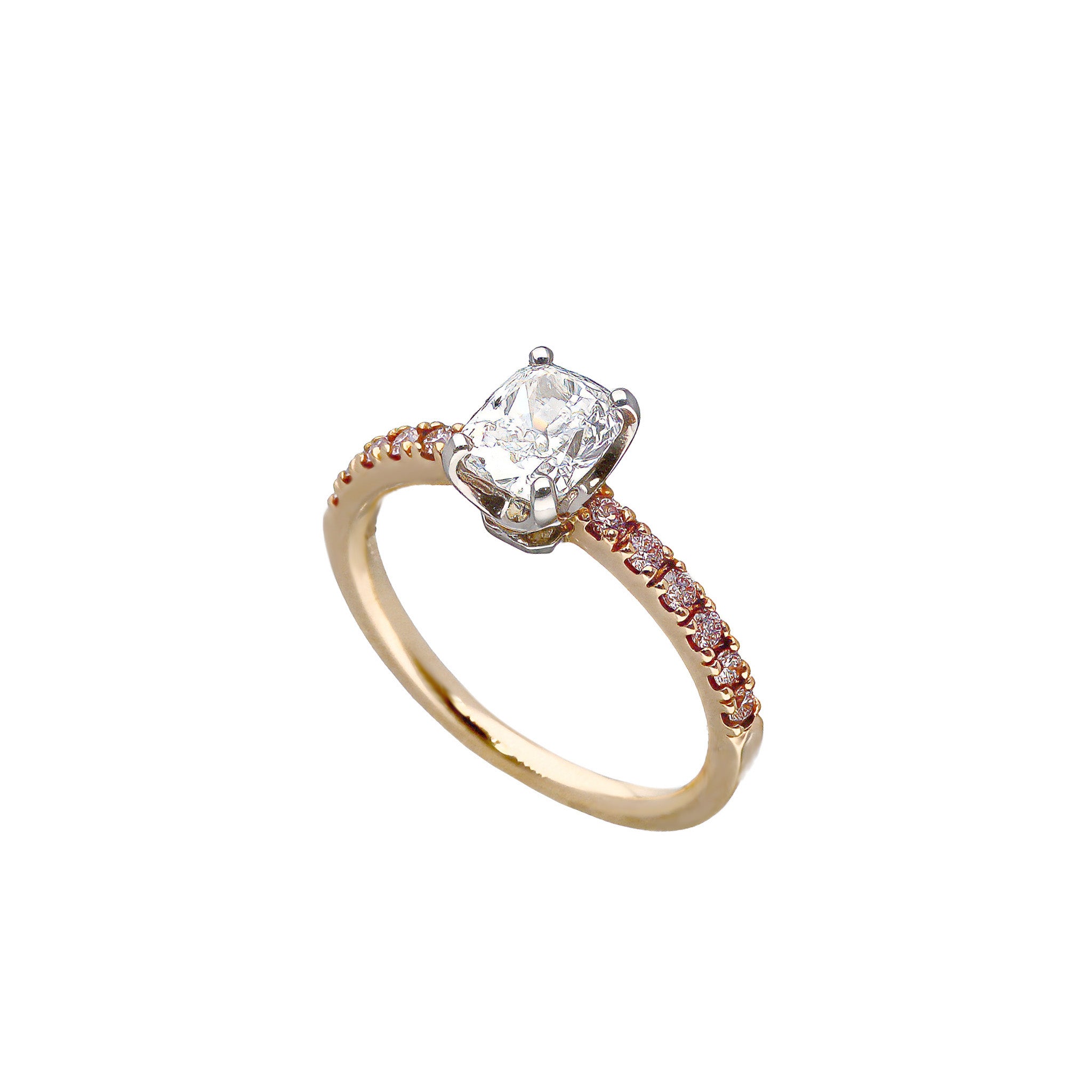 【限定1点】ダイヤモンド/ピンク系ダイヤモンド プラチナ/K18リング(1.01カラット/クッションカット/Dカラー/VVS1/コンビカラー/4月誕生石/グレーディングレポート付)《26C30138》