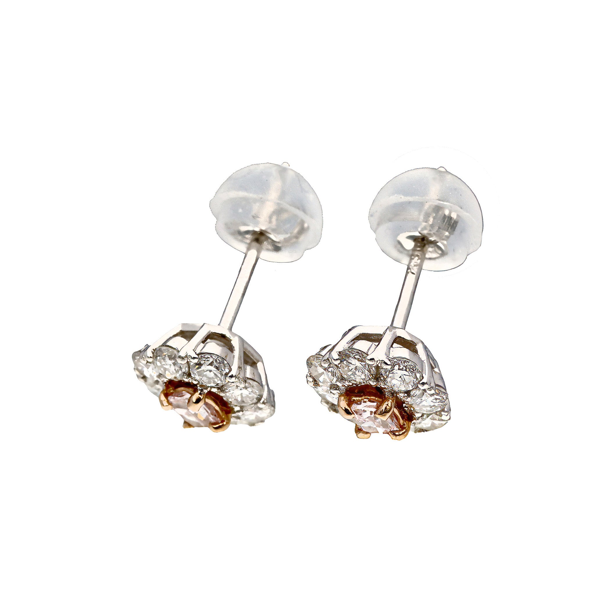 【限定1点】ピンクダイヤモンド プラチナ/K18ピアス(計0.107カラット/ファンシーライトピンク/Jカラー/I1/GOOD/コンビカラー/4月誕生石/グレーディングレポート付)《26C30140》