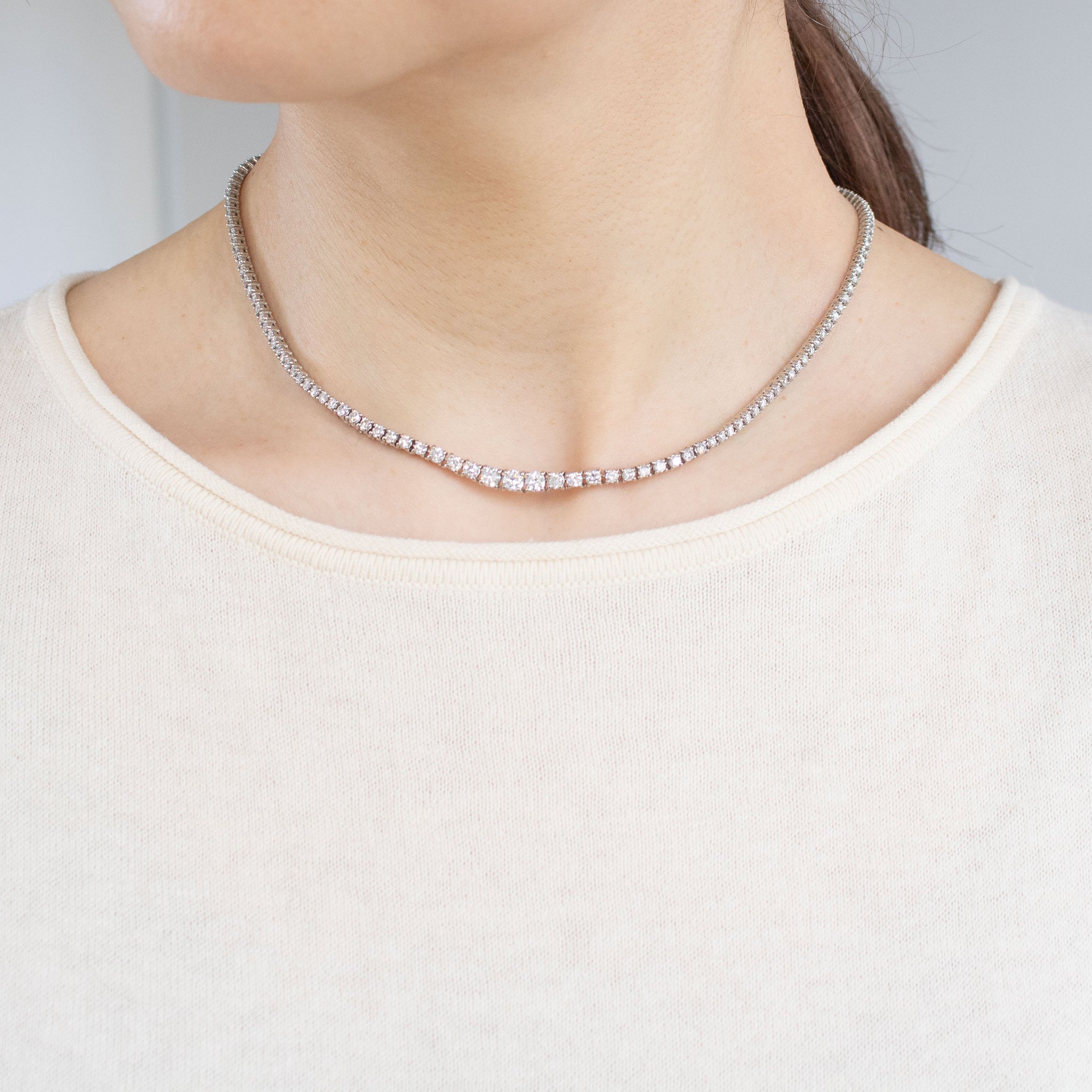 【限定1点】ダイヤモンド プラチナネックレス(計5.00カラット/4月誕生石/鑑別書付)《26C30141》