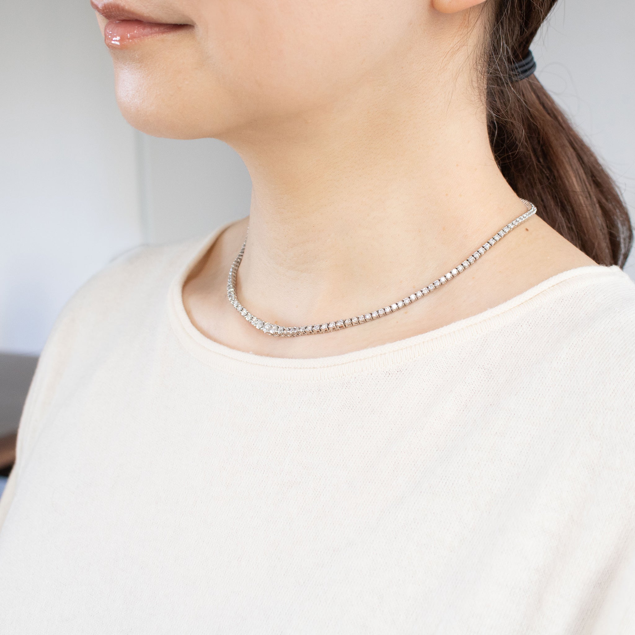 【限定1点】ダイヤモンド プラチナネックレス(計5.00カラット/4月誕生石/鑑別書付)《26C30141》