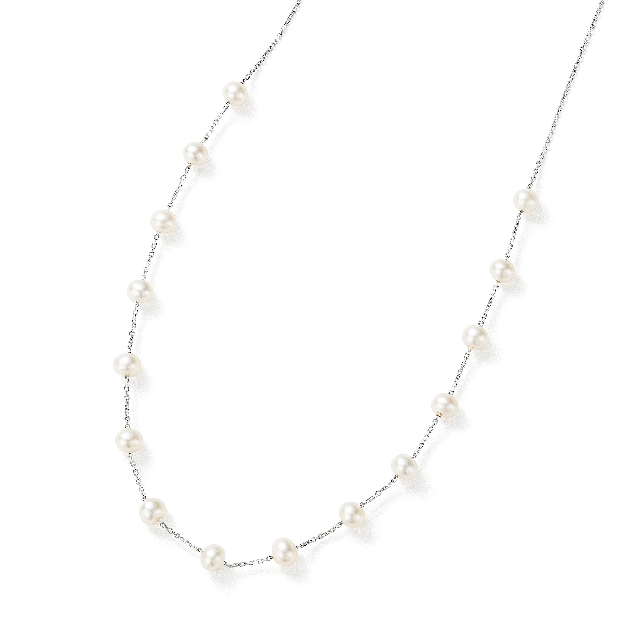 パール シルバーネックレス(淡水真珠/5mm/ステーション/6月誕生石)《26C30145》