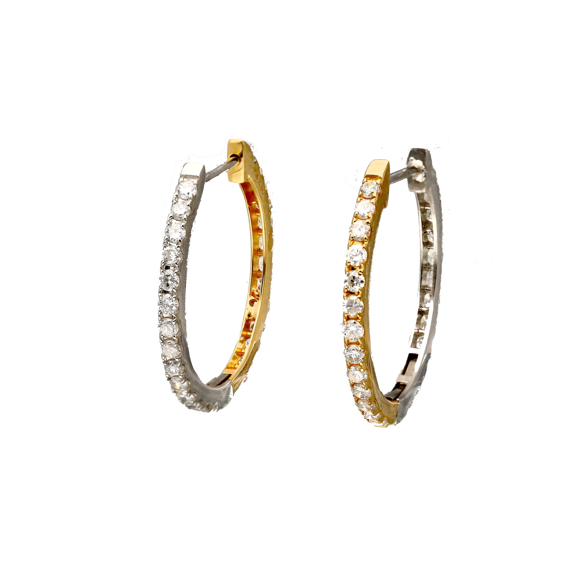 ダイヤモンド プラチナ/K18ピアス(計1.0カラット/コンビカラー/リバーシブル/フープ/4月誕生石)《26C50130》