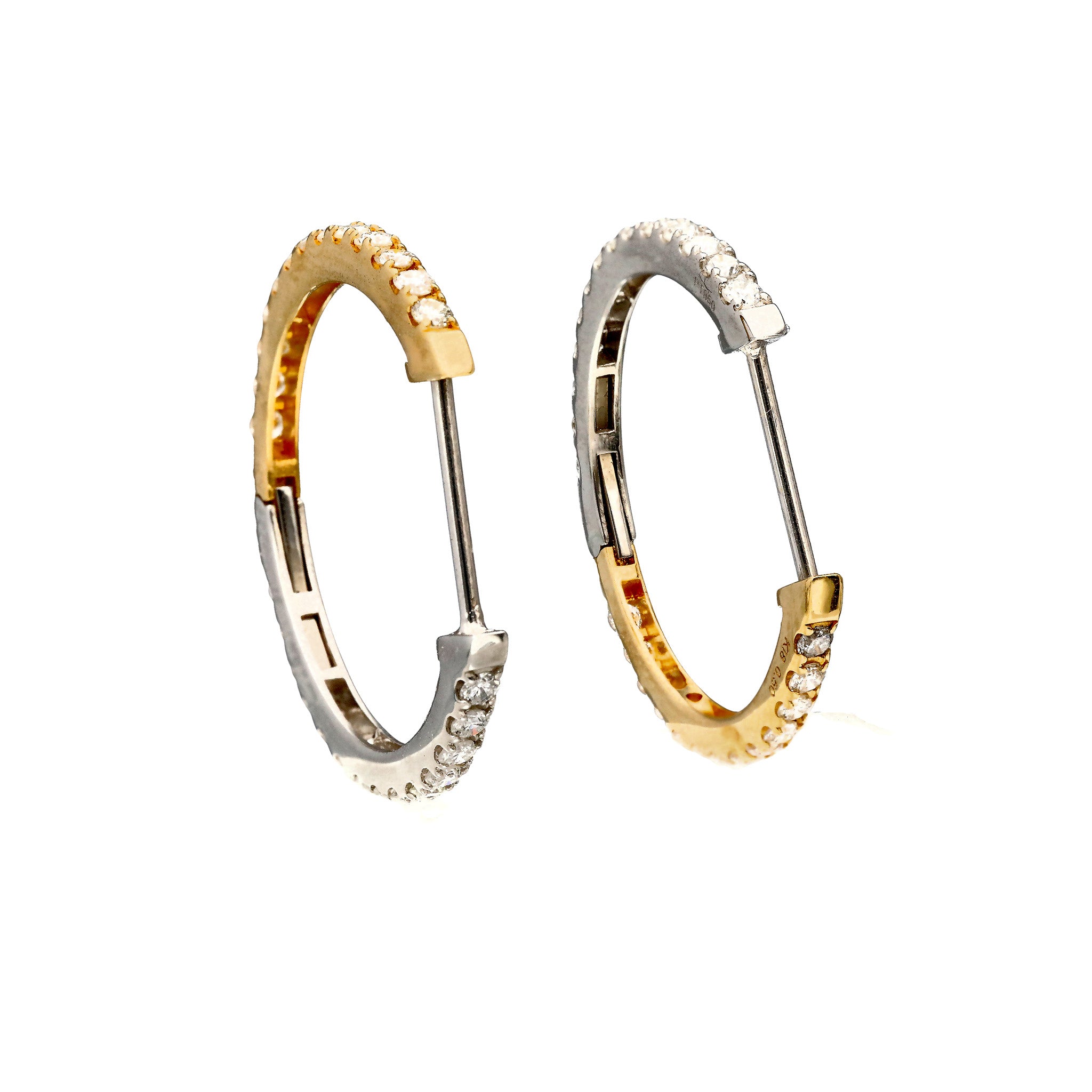 ダイヤモンド プラチナ/K18ピアス(計1.0カラット/コンビカラー/リバーシブル/フープ/4月誕生石)《26C50130》