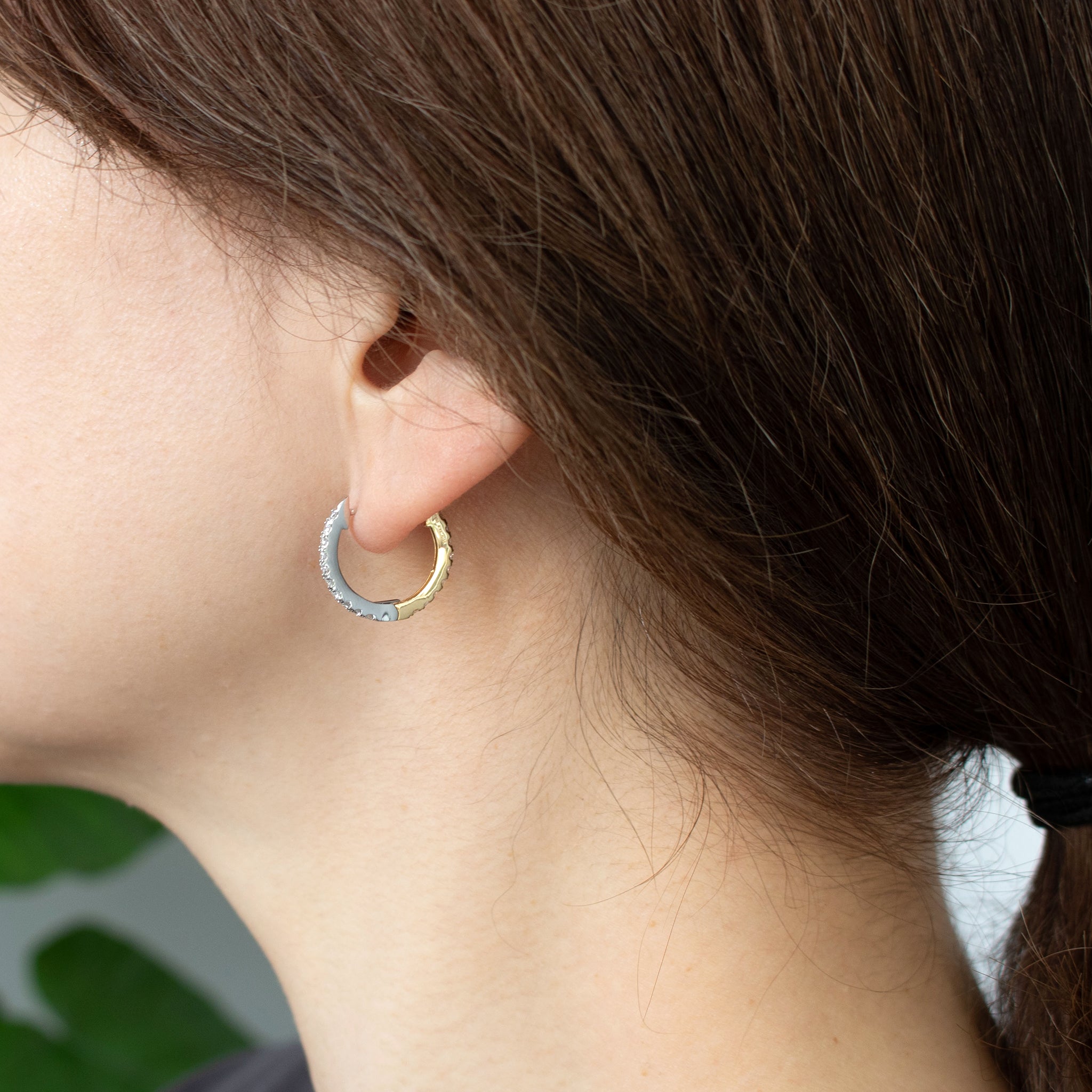 ダイヤモンド プラチナ/K18ピアス(計0.5カラット/コンビカラー/リバーシブル/フープ/4月誕生石)《26C50131》