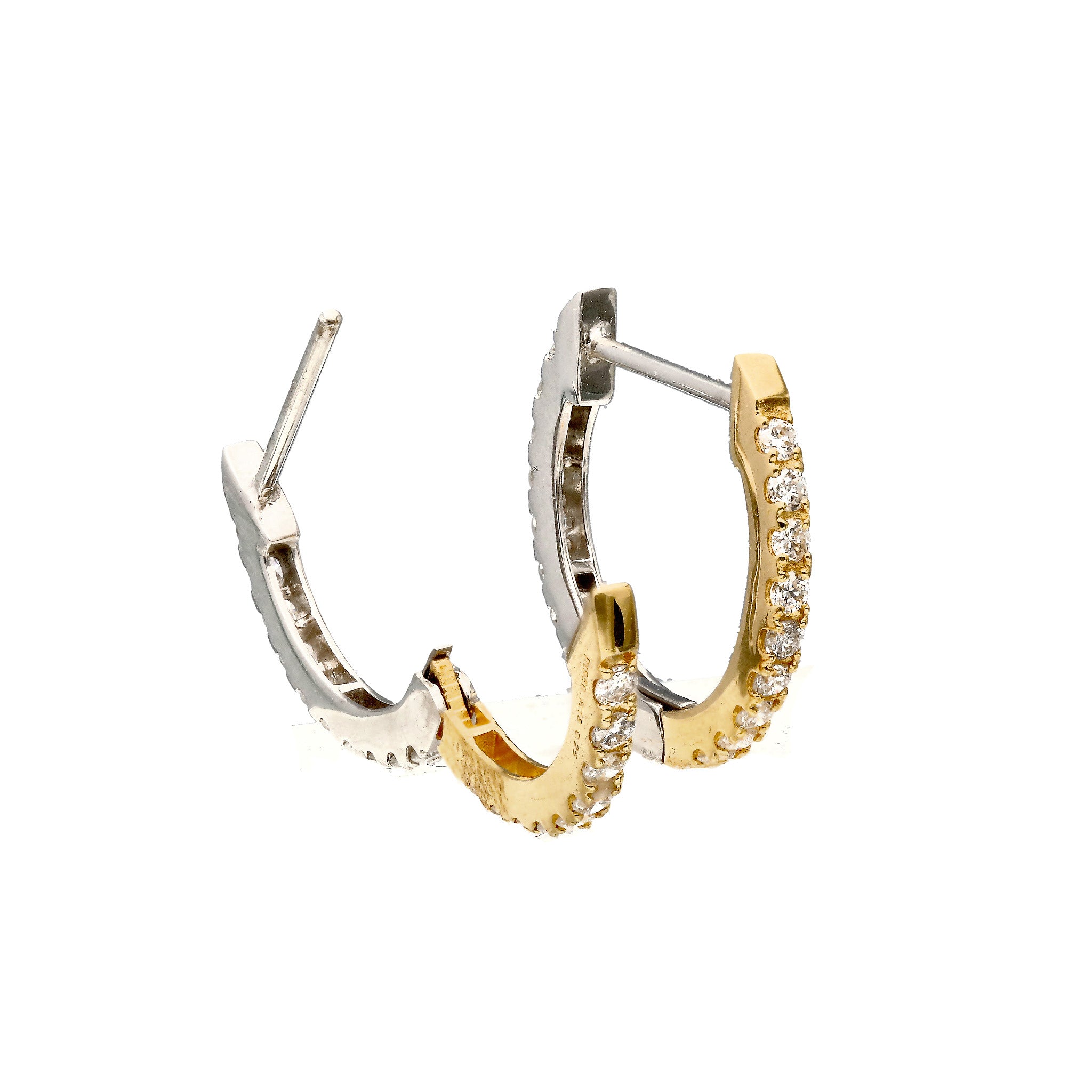 ダイヤモンド プラチナ/K18ピアス(計0.5カラット/コンビカラー/リバーシブル/フープ/4月誕生石)《26C50131》