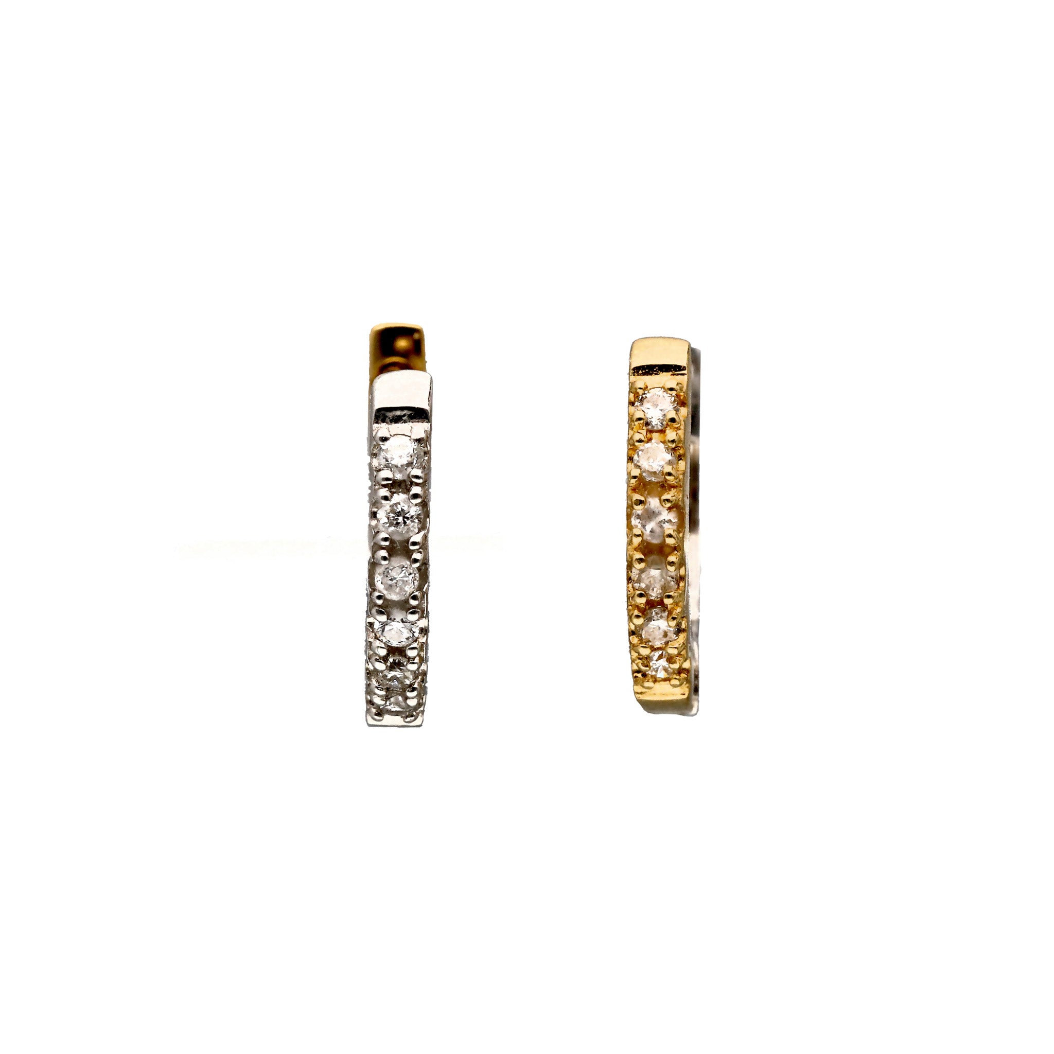 ダイヤモンド プラチナ/K18ピアス(計0.1カラット/コンビカラー/リバーシブル/フープ/4月誕生石)《26C50132》