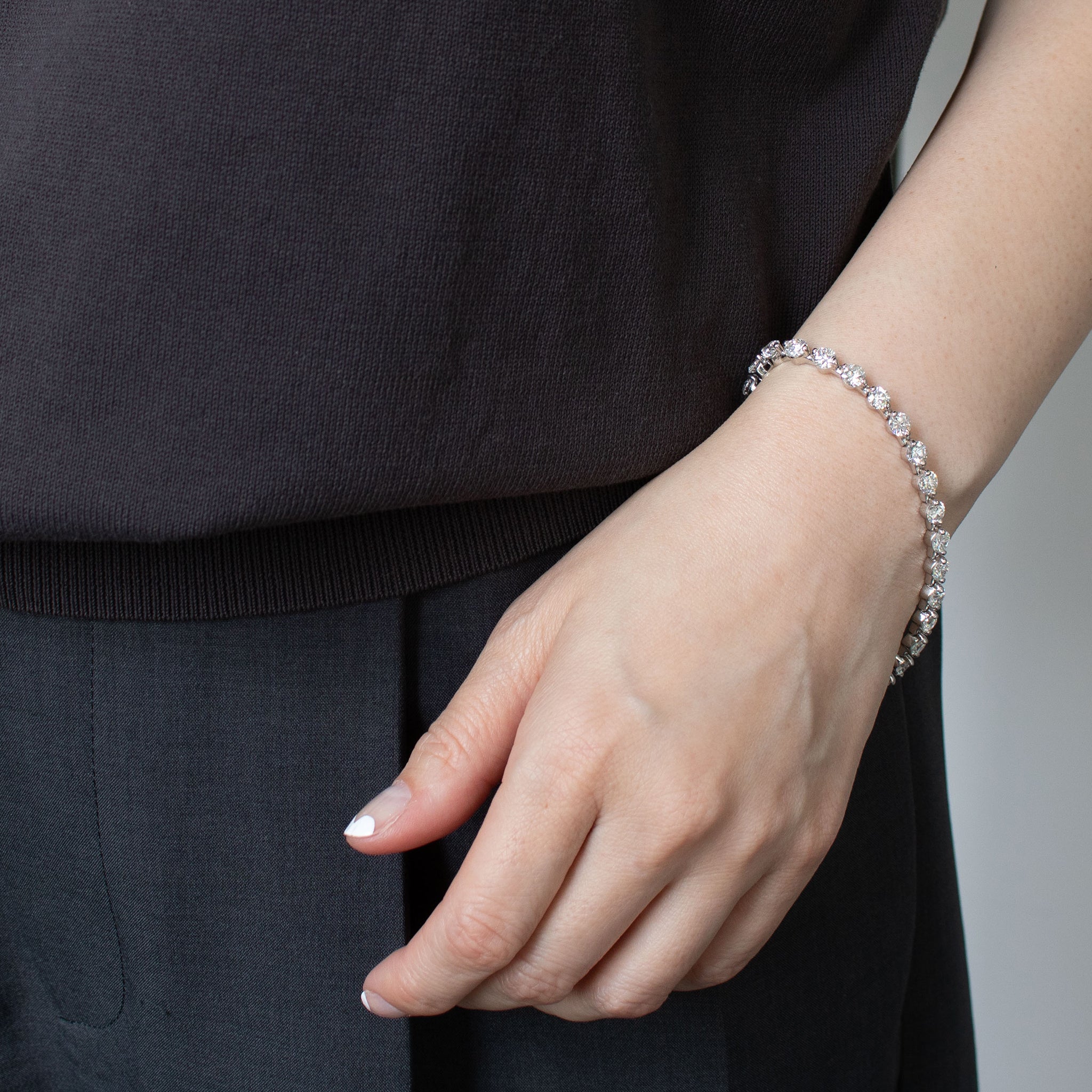 【限定1点】ダイヤモンド プラチナブレスレット(計10.082カラット/4月誕生石/鑑別書付)《26C50140》