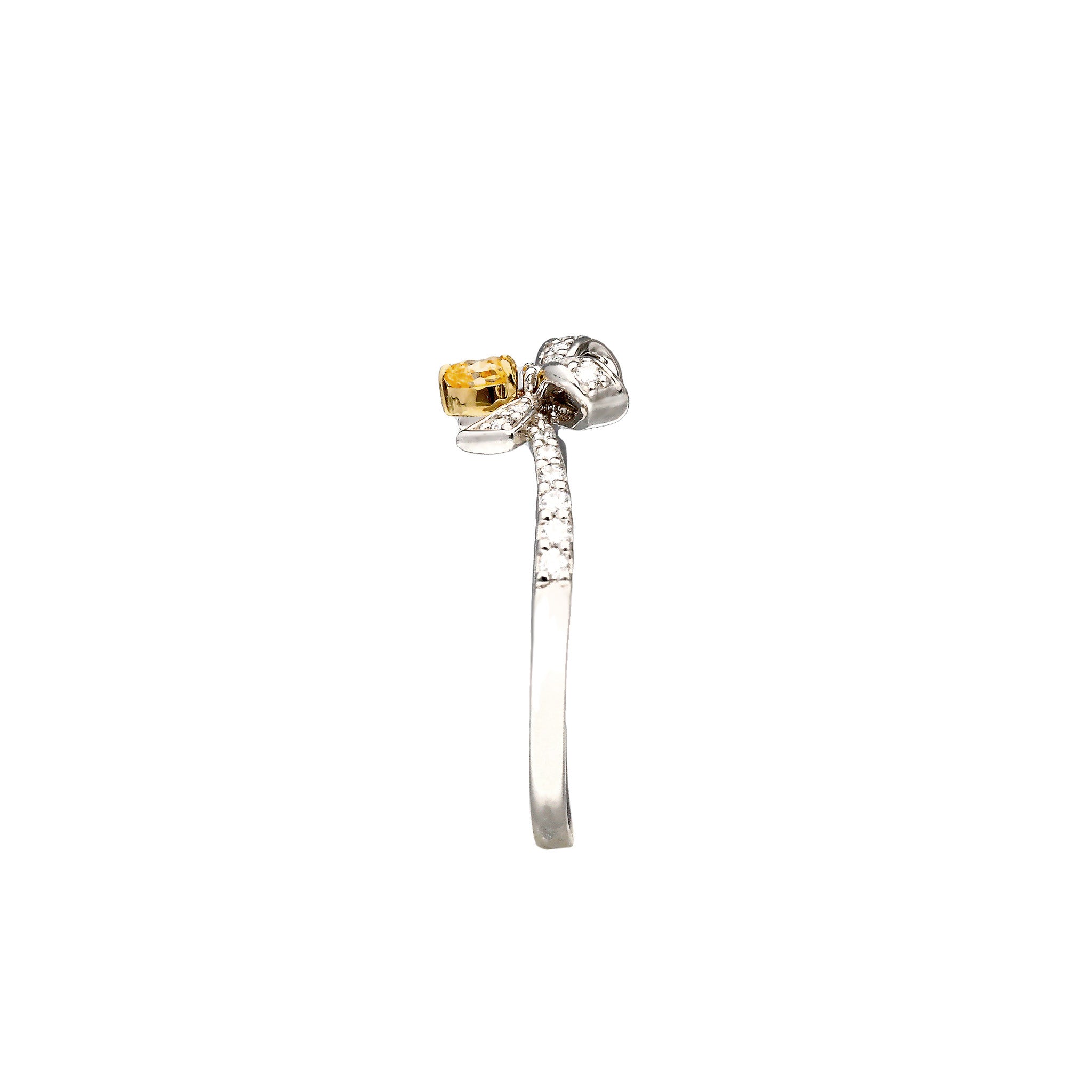 【限定1点】イエローダイヤモンド/ダイヤモンド プラチナ/K18リング(ファンシーインテンスオレンジイエロー/SI2/4月誕生石/グレーディングレポート付)《26C50143》