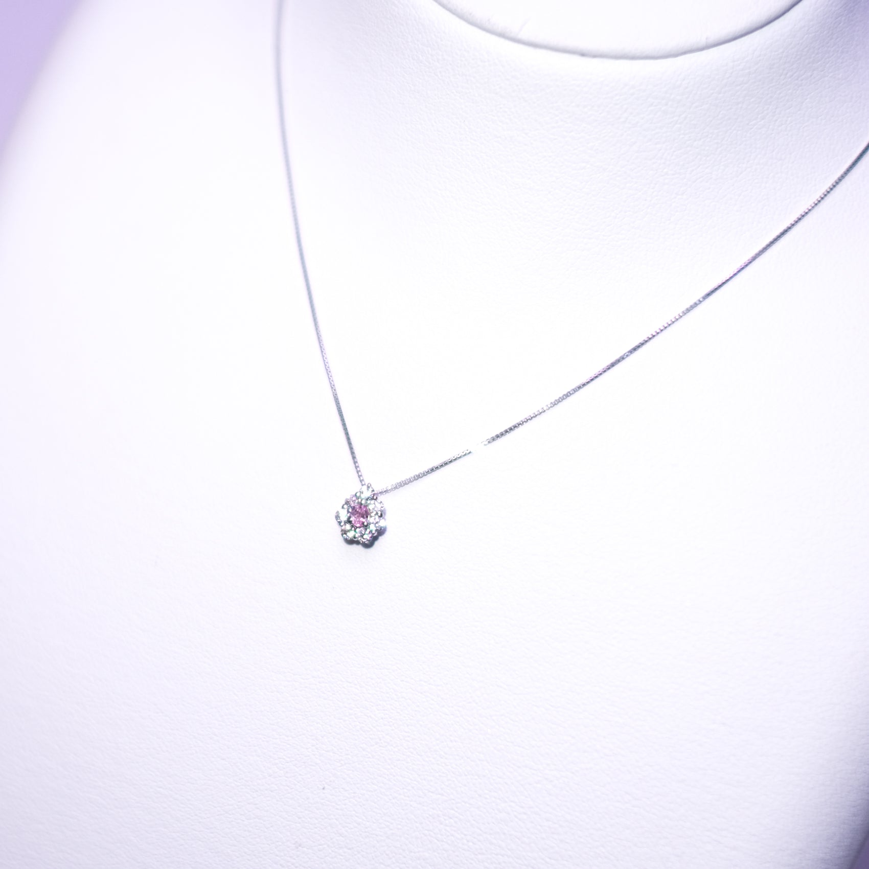 【限定4点】ピンクダイヤモンド/ダイヤモンド プラチナネックレス(0.07カラット/ファンシーパープリッシュピンク/I1/4月誕生石/グレーディングレポート付)《26H00701》