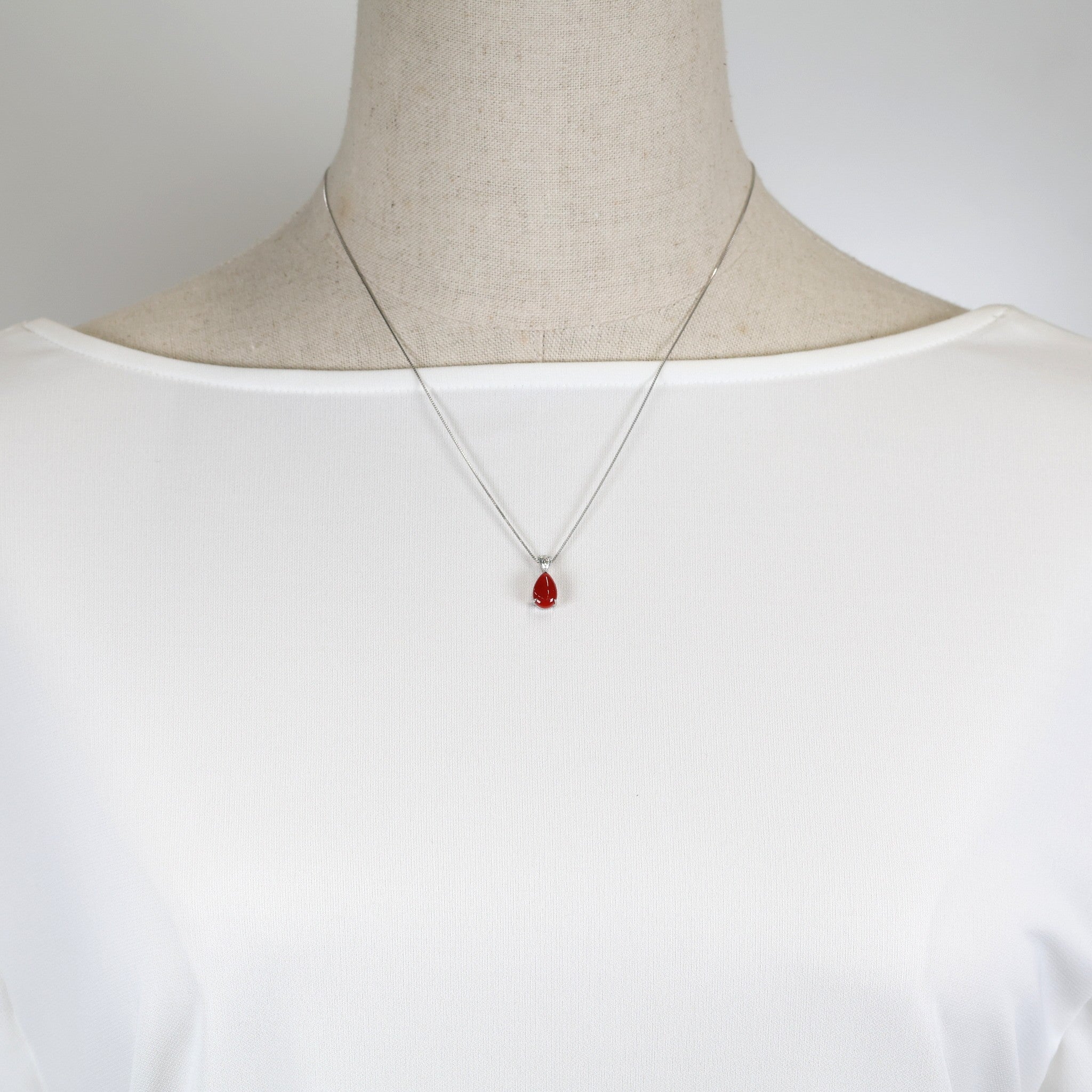 サンゴ/ダイヤモンド プラチナネックレス(1.1カラット/鑑別書付/3月誕生石)《26H00907》