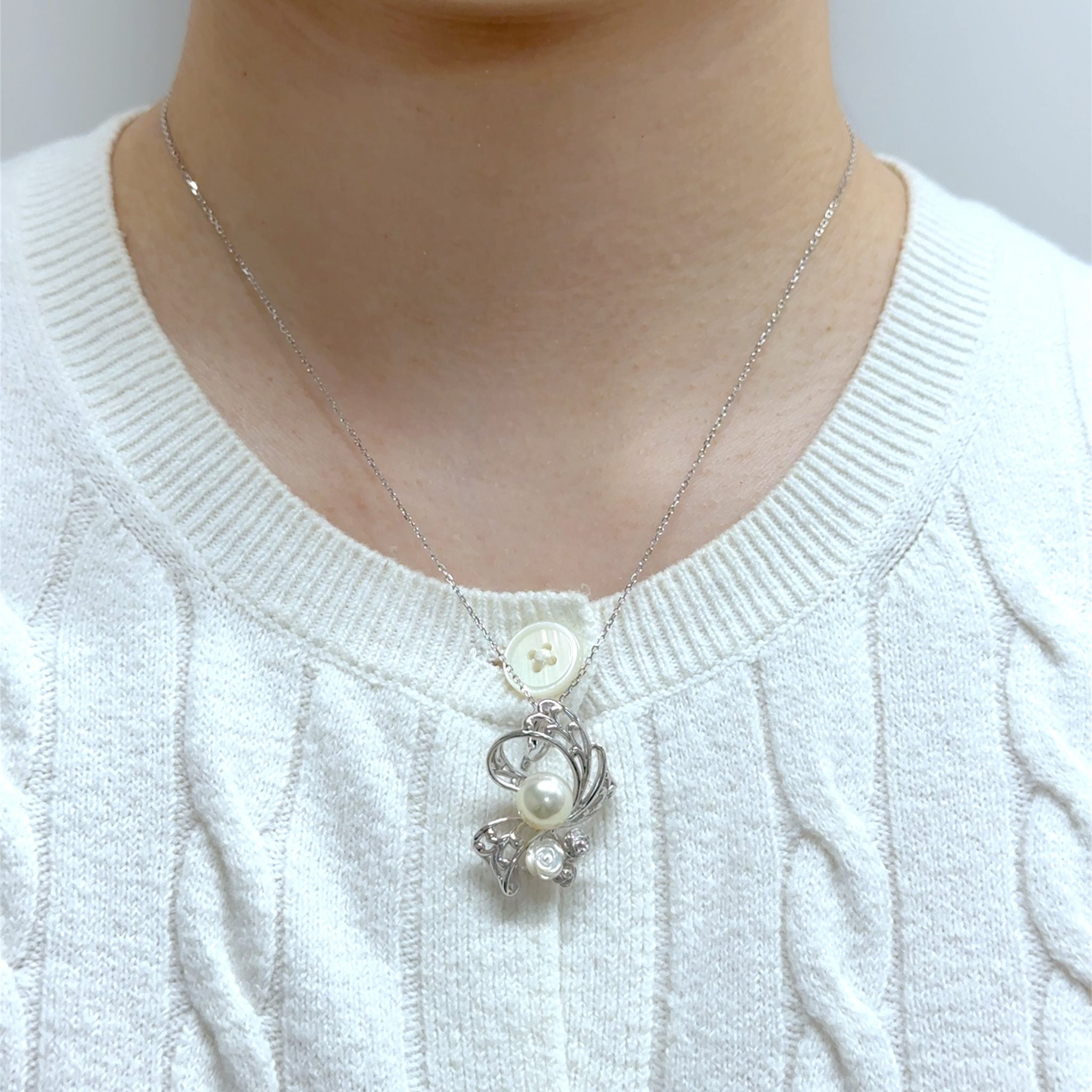 パール/シェル シルバーブローチ兼ペンダントトップ(アコヤ真珠/8mm/宇和島産/6月誕生石/原産地証明書付)《26H01009》