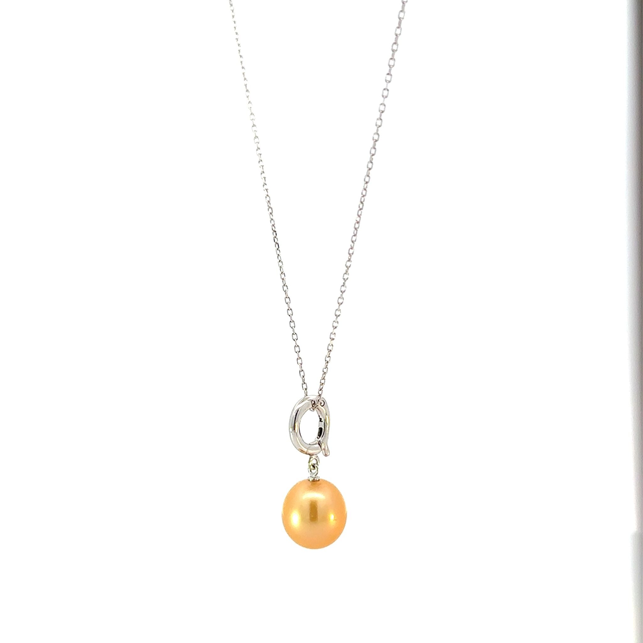 パール/ブラックスピネル シルバーペンダントトップ&ネックレス3点セット(白蝶真珠/11mm/ゴールド系)《26H02503》