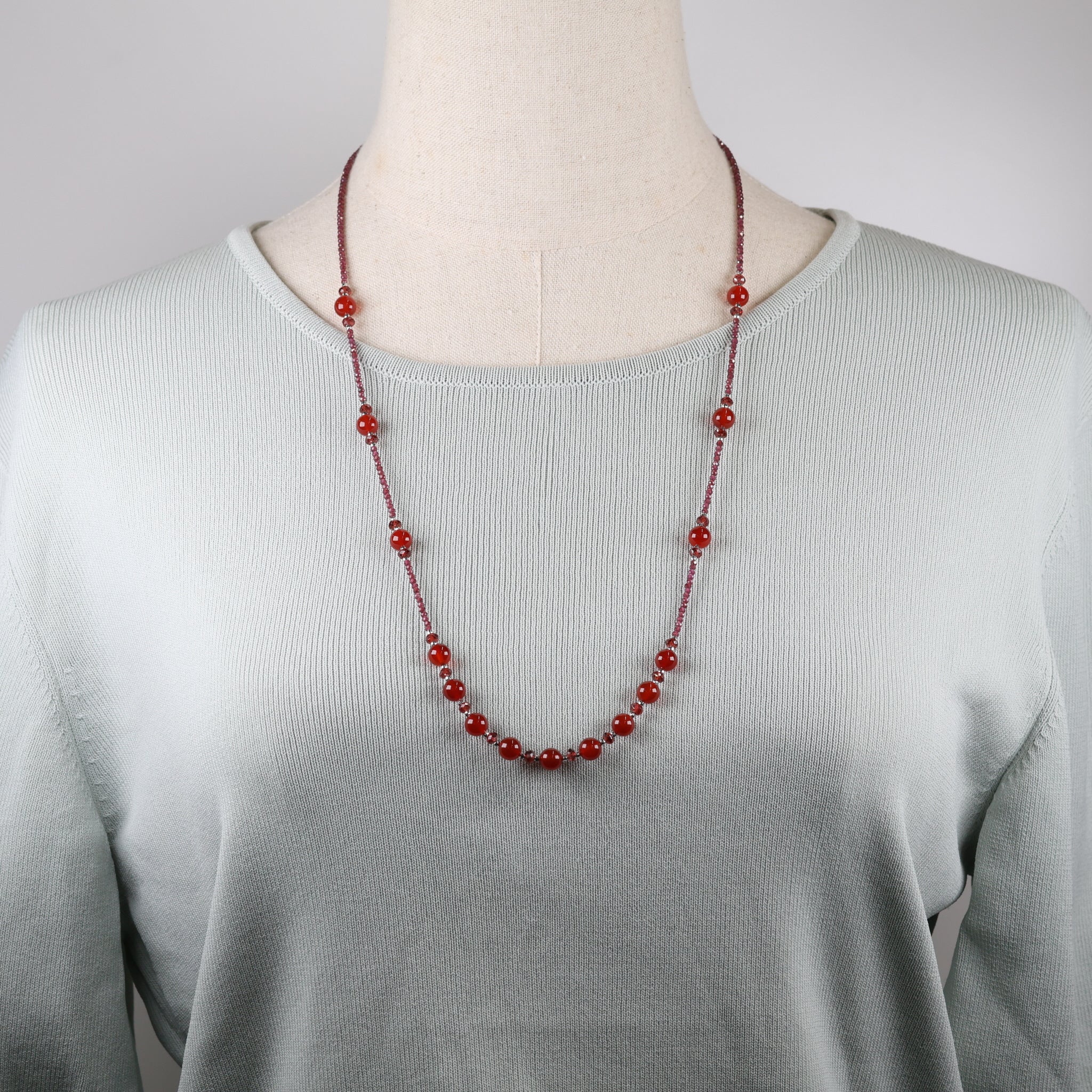 カーネリアン/ガーネット シルバーネックレス(ロング/70cm)《26N01605》