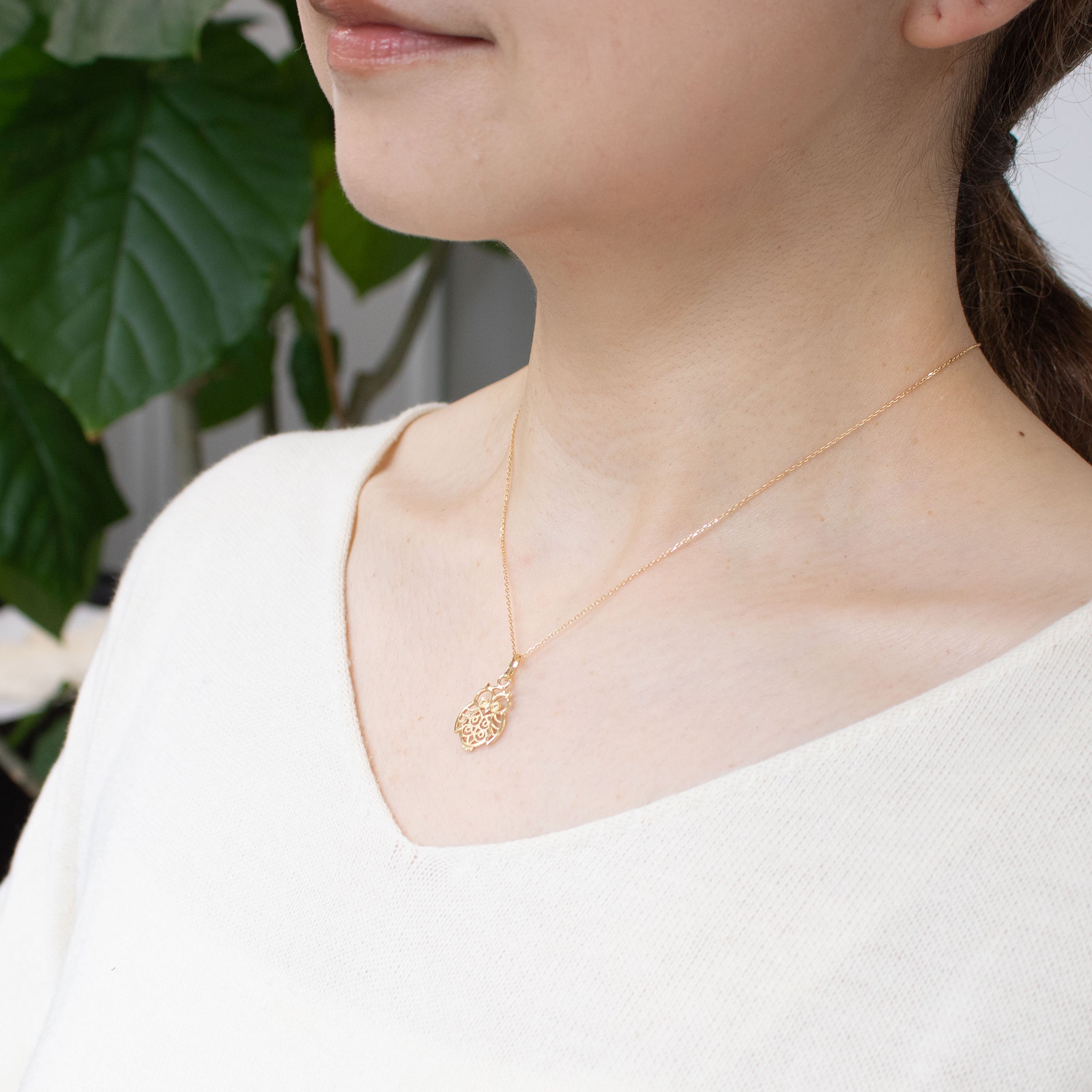 K18ペンダントトップ(イタリア製/フクロウモチーフ)《26N00403》