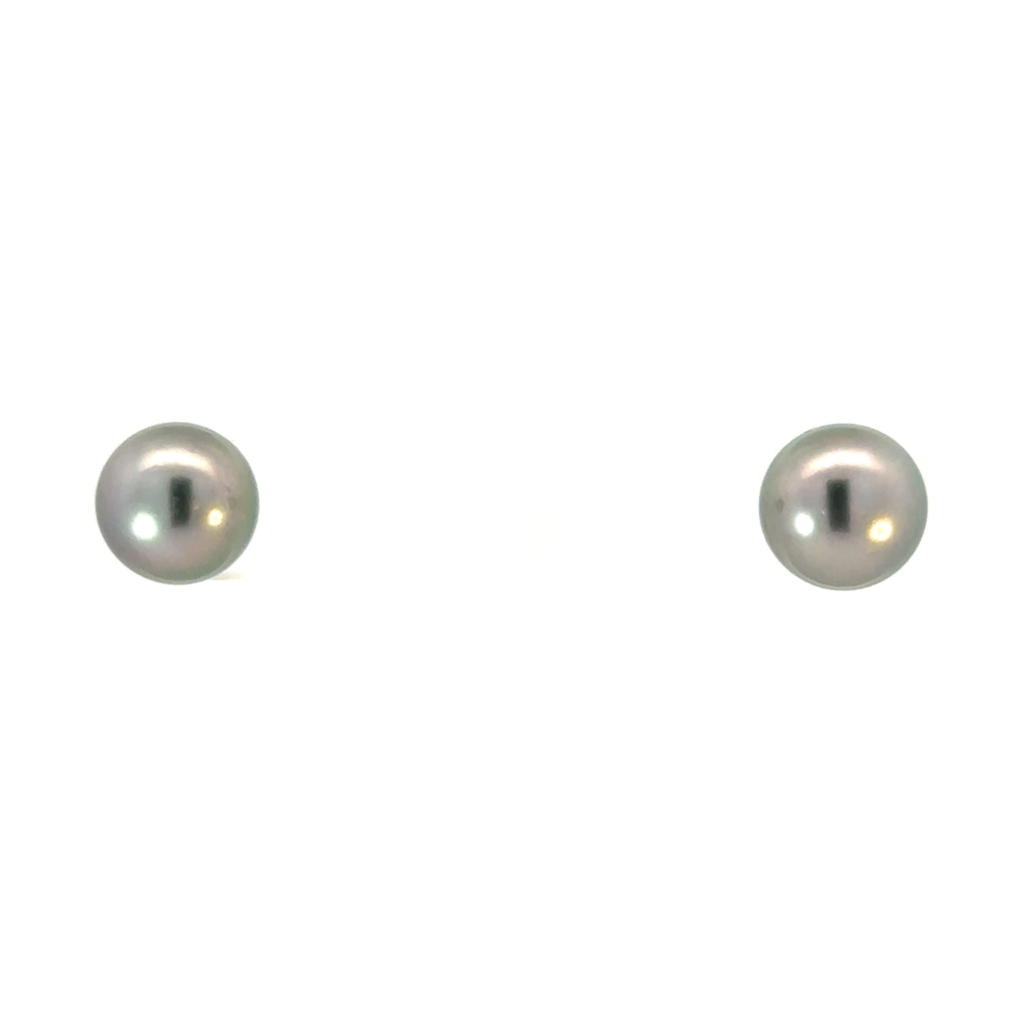 パール プラチナピアス(黒蝶真珠/グレー系/8mm/6月誕生石)《26N02101》