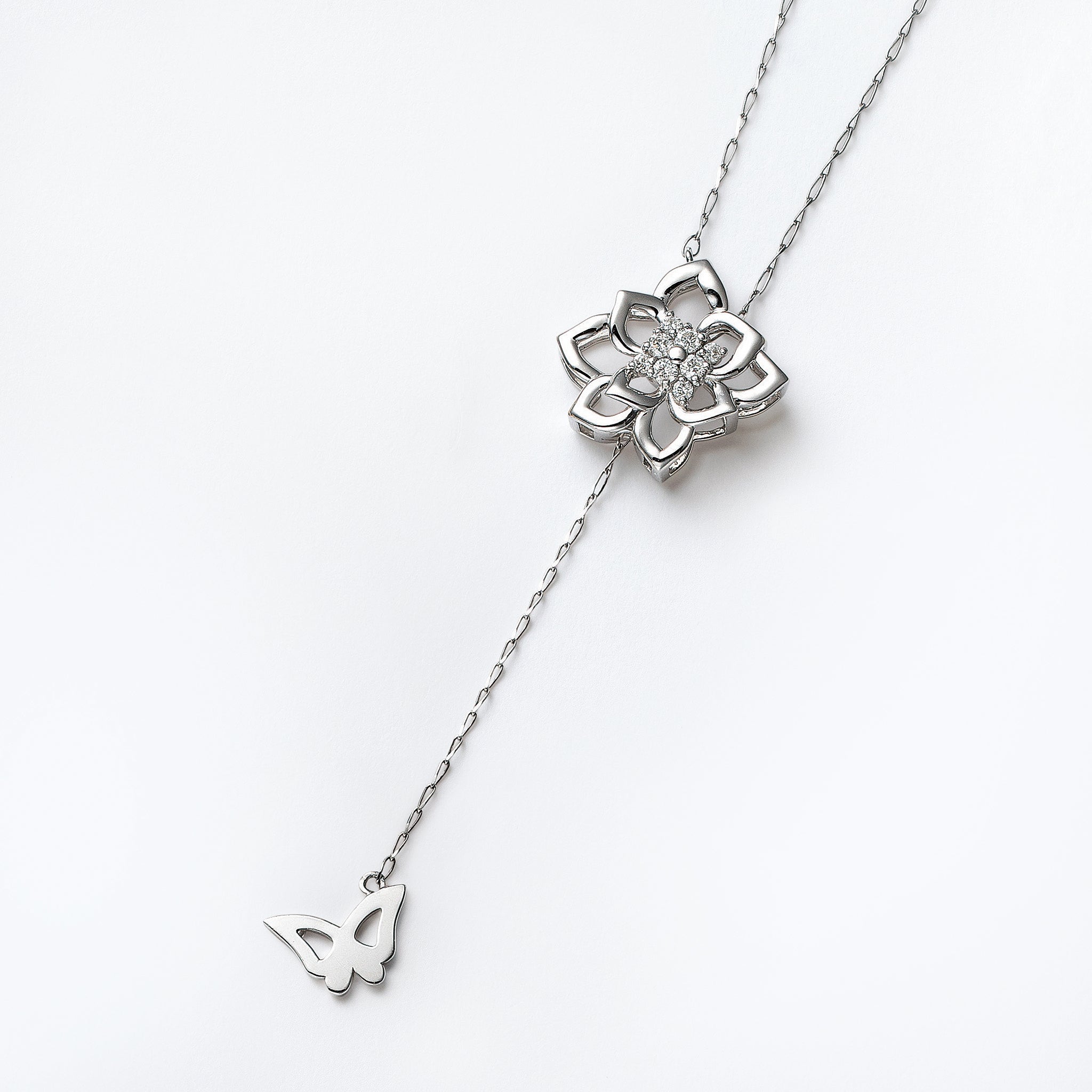 ダイヤモンド プラチナネックレス(ロング/70cm/スライド式/4月誕生石)《26N02210》