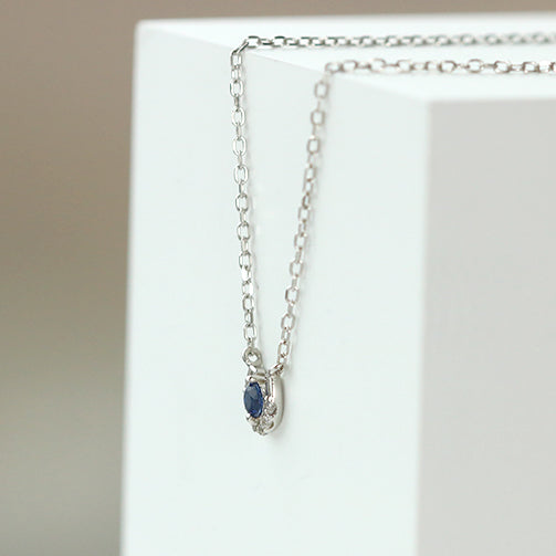サファイア/ダイヤモンド プラチナネックレス(馬蹄モチーフ/9月誕生石)《25N02203》《26N02404》