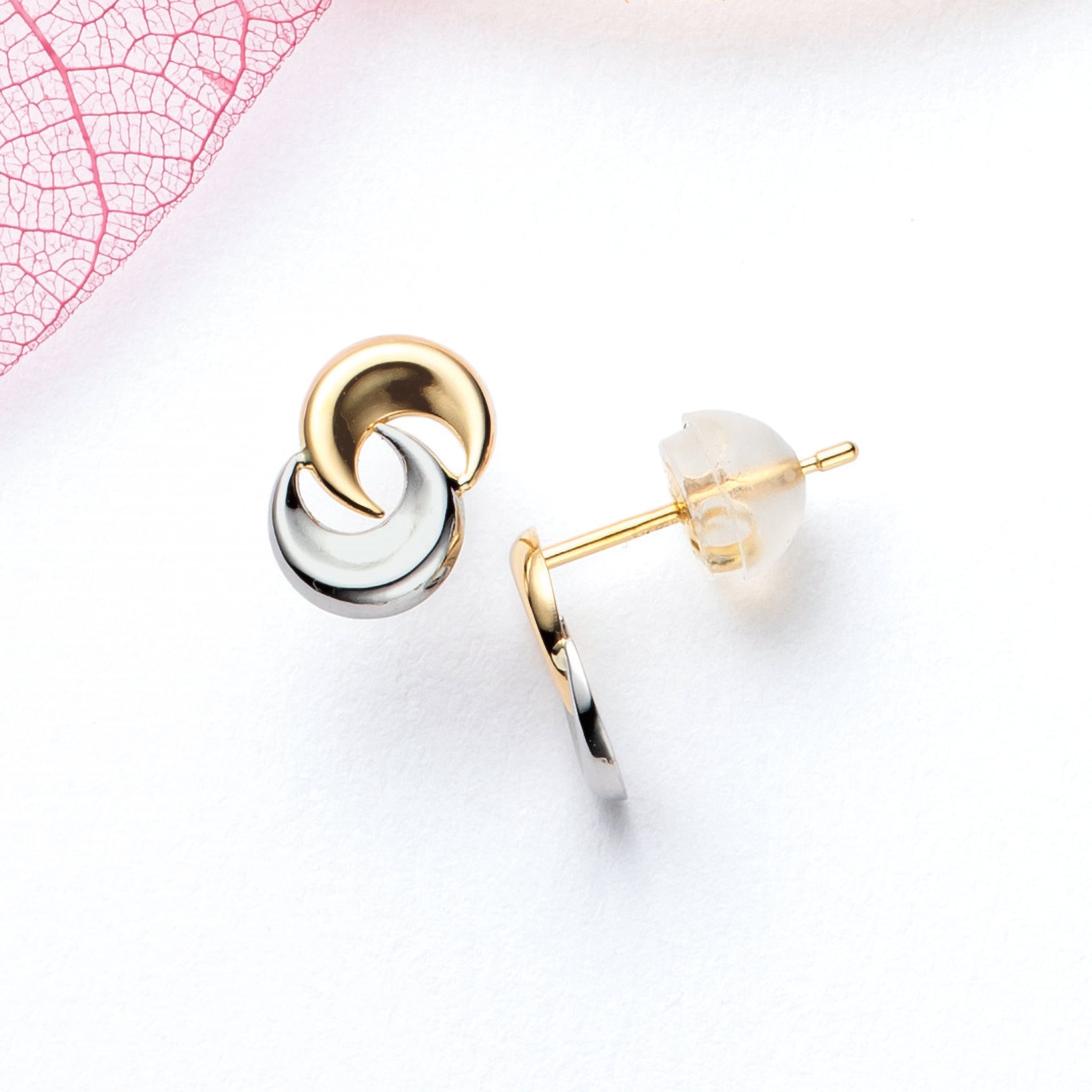 プラチナ/K18ピアス(コンビカラー/三日月モチーフ)《26N02604》