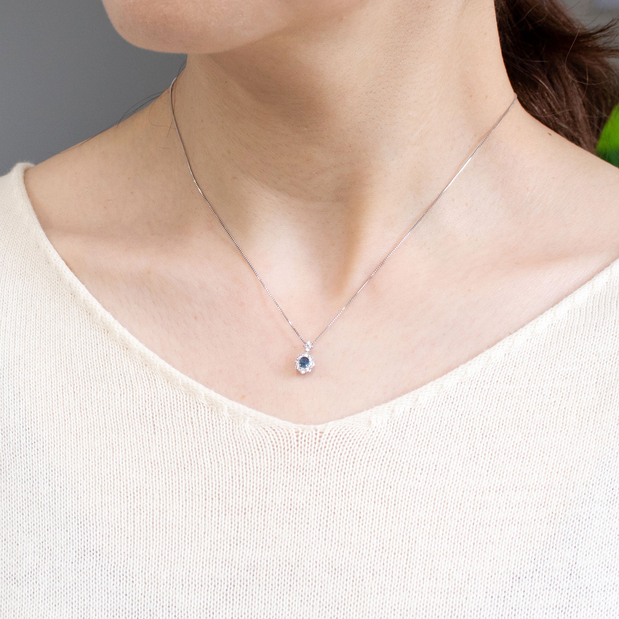 【限定1点】ブルースピネル/ダイヤモンド プラチナネックレス(8月誕生石/鑑別書付)《26T10108》