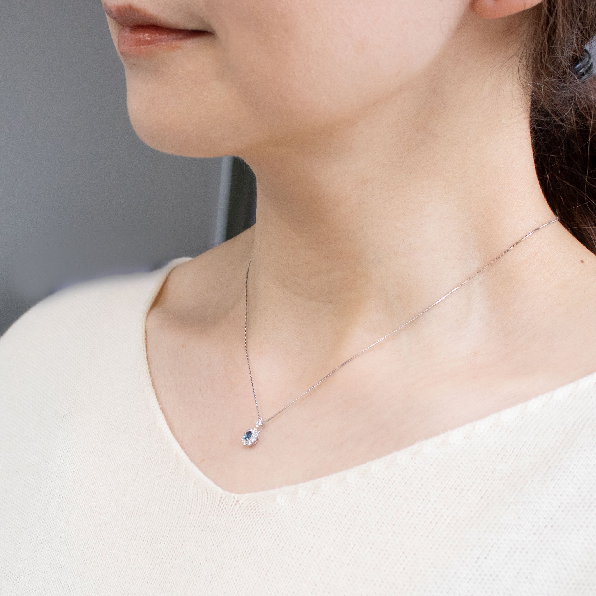 【限定1点】ブルースピネル/ダイヤモンド プラチナネックレス(8月誕生石/鑑別書付)《26T10108》