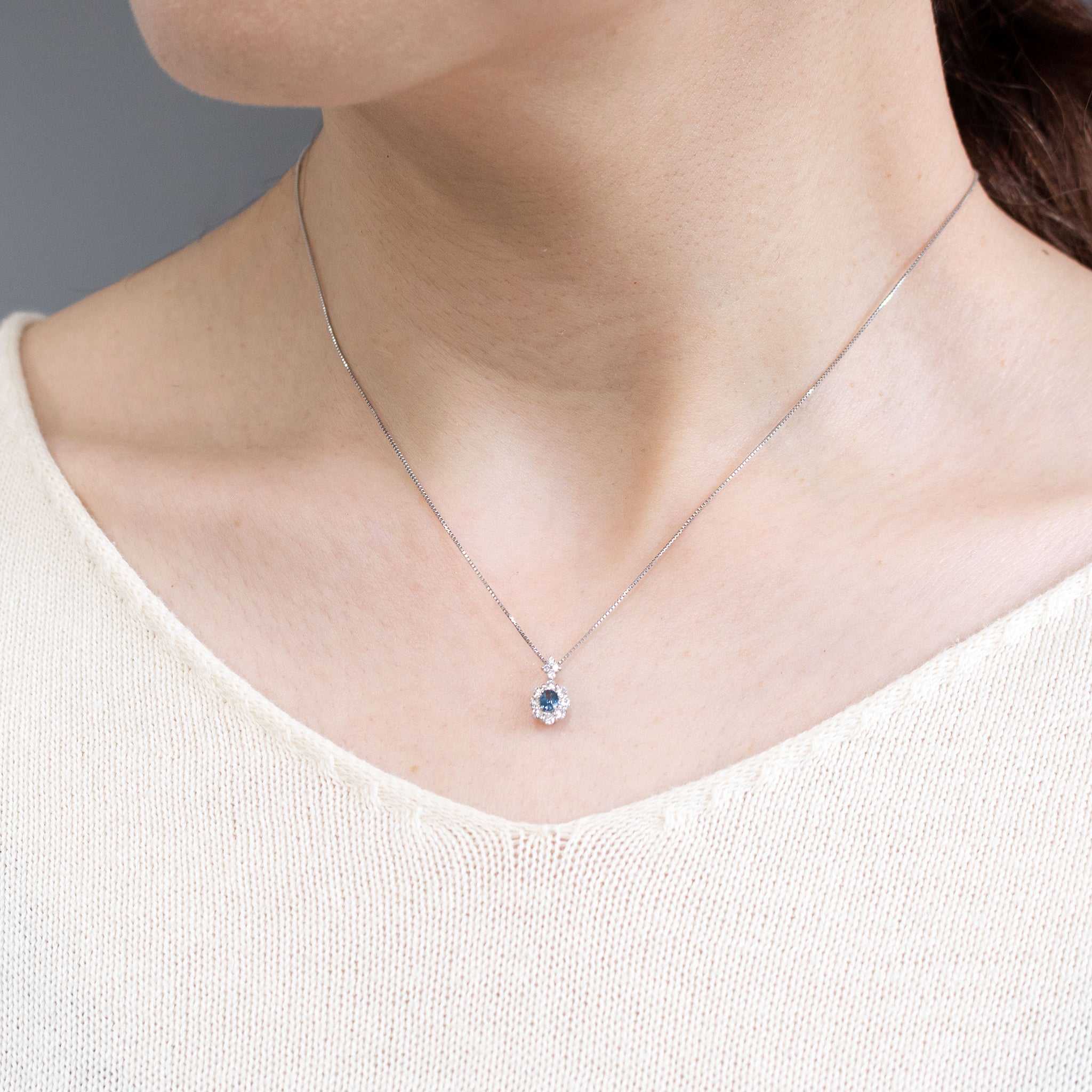 【限定1点】ブルースピネル/ダイヤモンド プラチナネックレス(8月誕生石/鑑別書付)《26T10108》