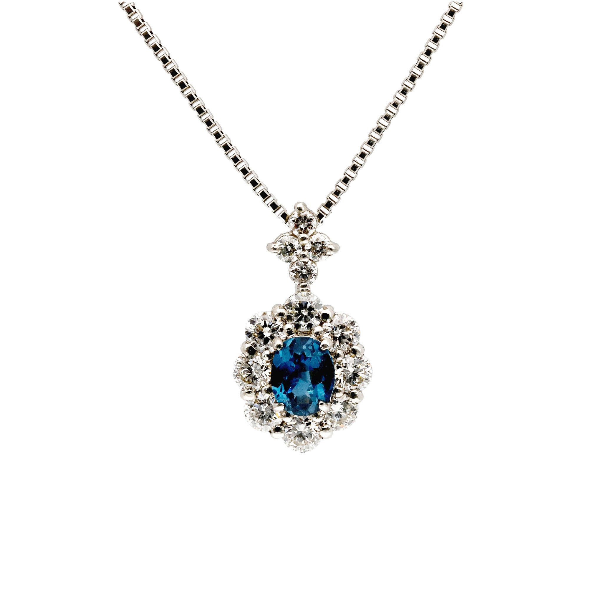 【限定1点】ブルースピネル/ダイヤモンド プラチナネックレス(8月誕生石/鑑別書付)《26T10108》
