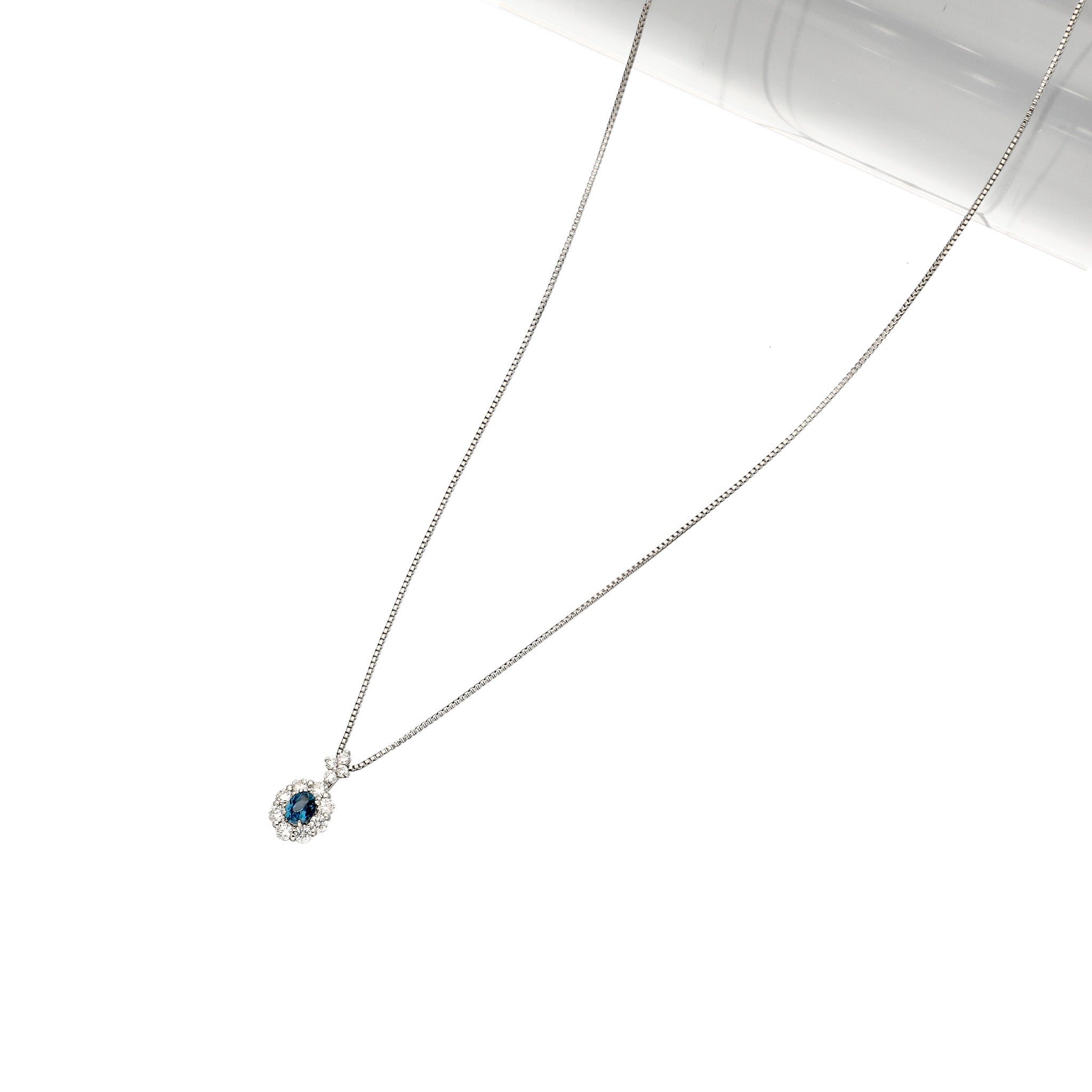 【限定1点】ブルースピネル/ダイヤモンド プラチナネックレス(8月誕生石/鑑別書付)《26T10108》