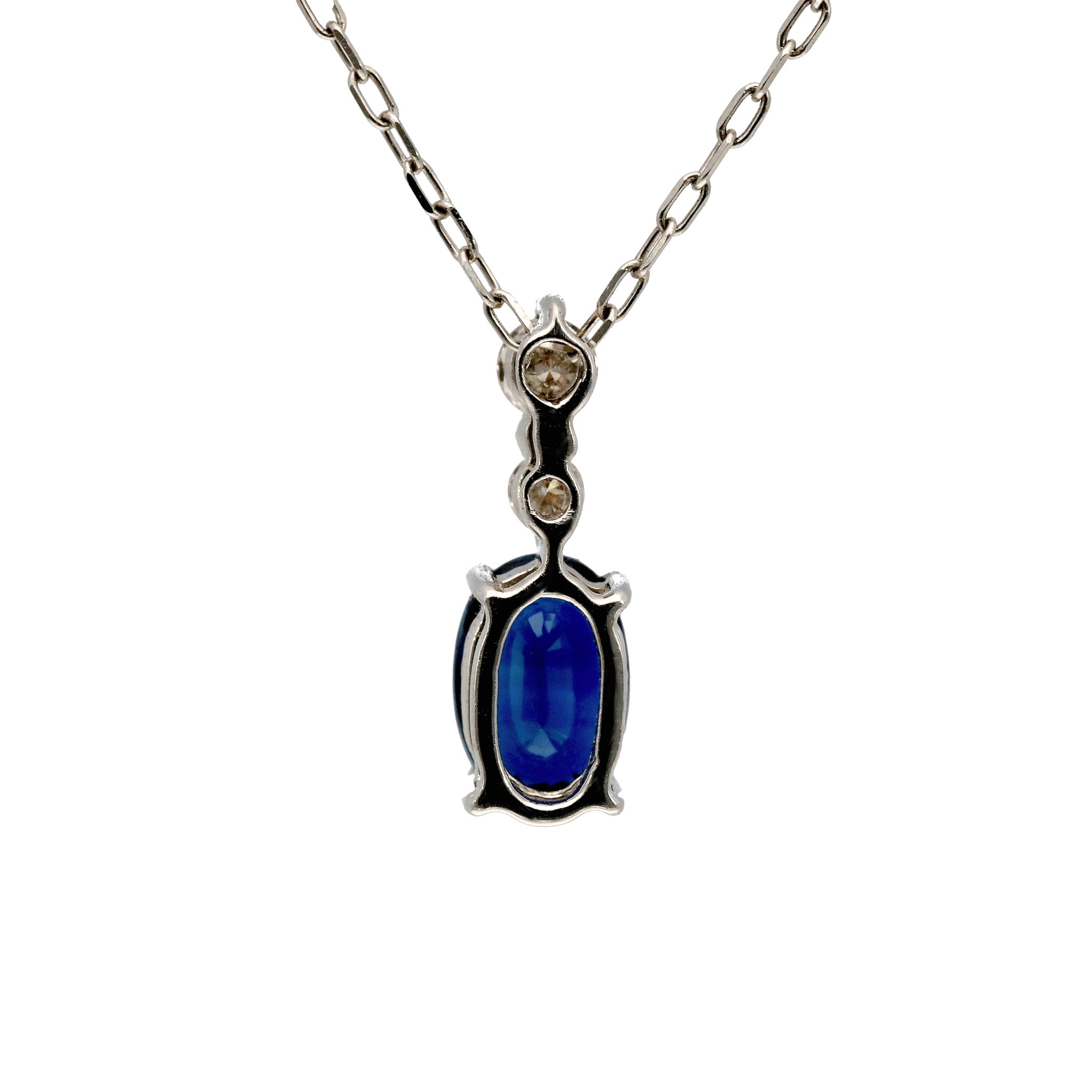 【限定1点】サファイア/ダイヤモンド プラチナネックレス(ノーヒート/非加熱/ロイヤルブルー/9月誕生石)《26T10110》