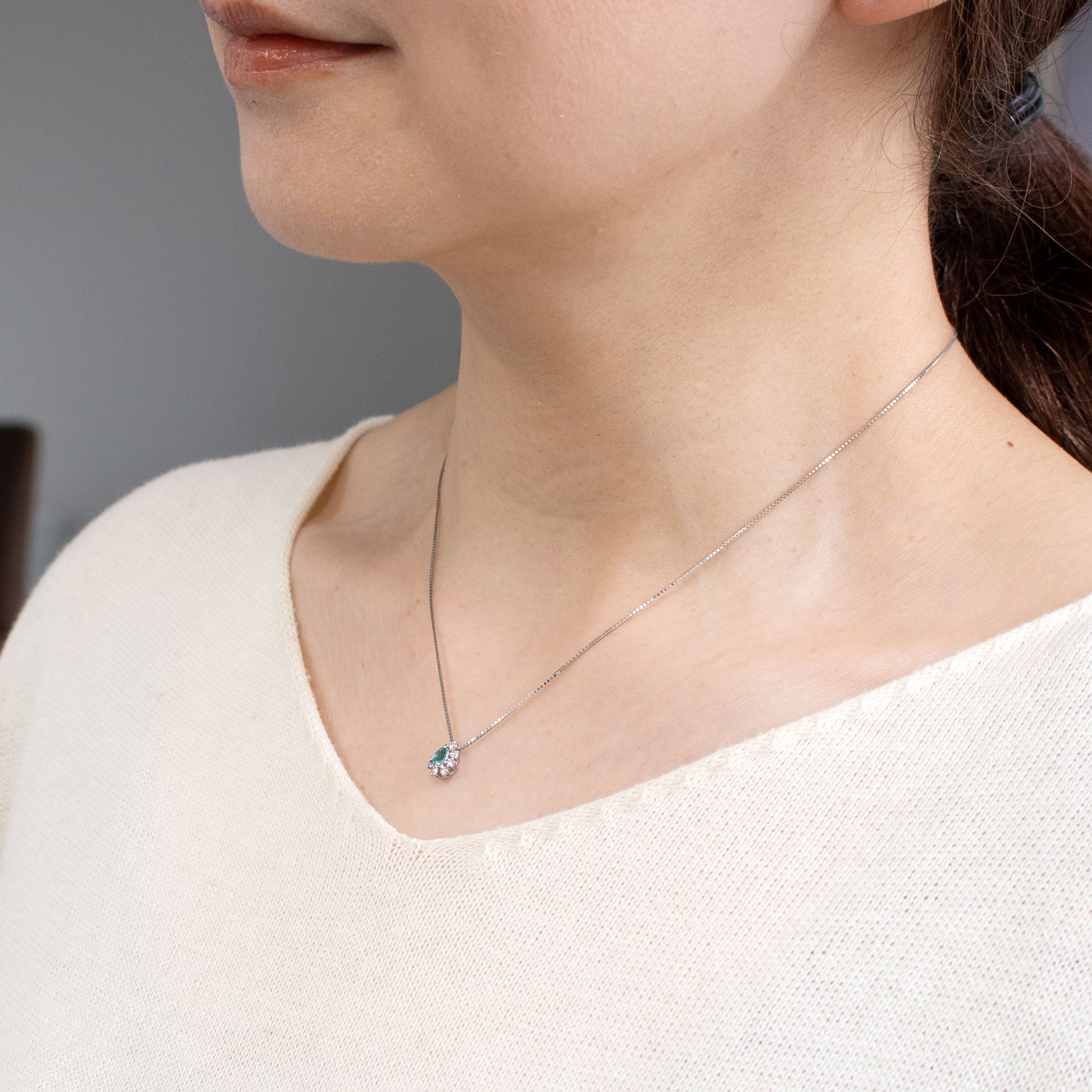 【限定1点】パライバトルマリン/ダイヤモンド プラチナネックレス(ノーヒート/非加熱/10月誕生石/鑑別書付)《26T10114》