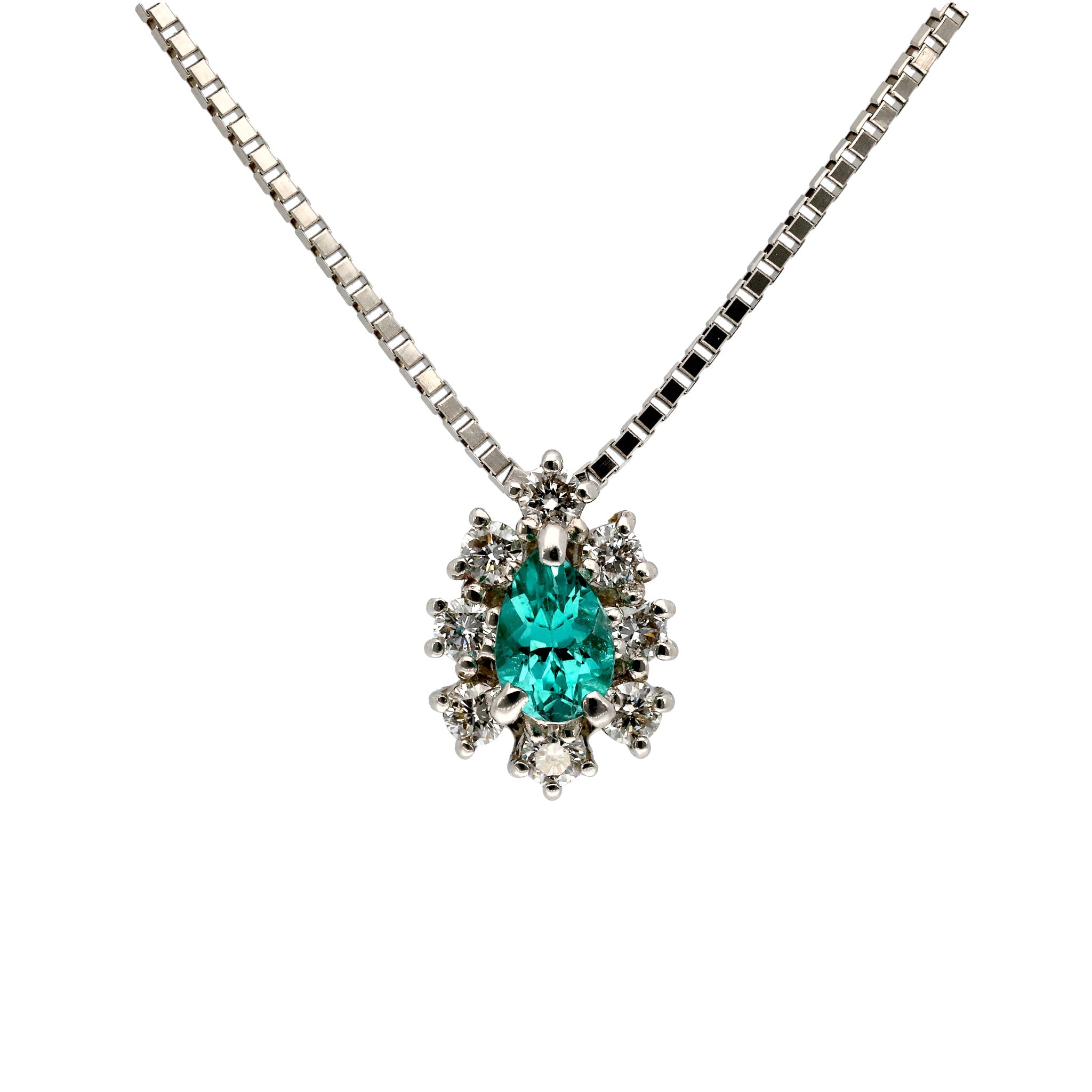 【限定1点】パライバトルマリン/ダイヤモンド プラチナネックレス(ノーヒート/非加熱/10月誕生石/鑑別書付)《26T10114》