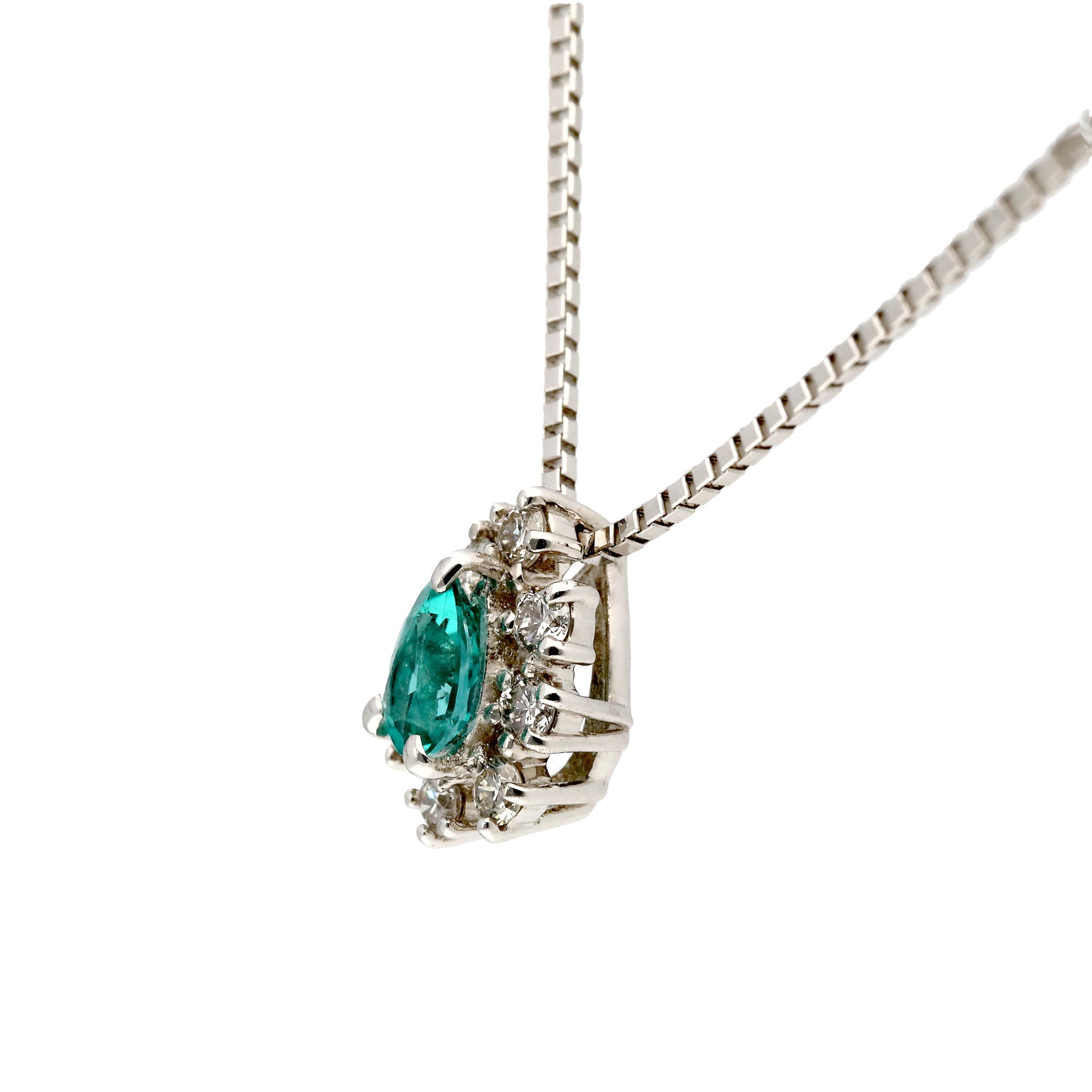 【限定1点】パライバトルマリン/ダイヤモンド プラチナネックレス(ノーヒート/非加熱/10月誕生石/鑑別書付)《26T10114》