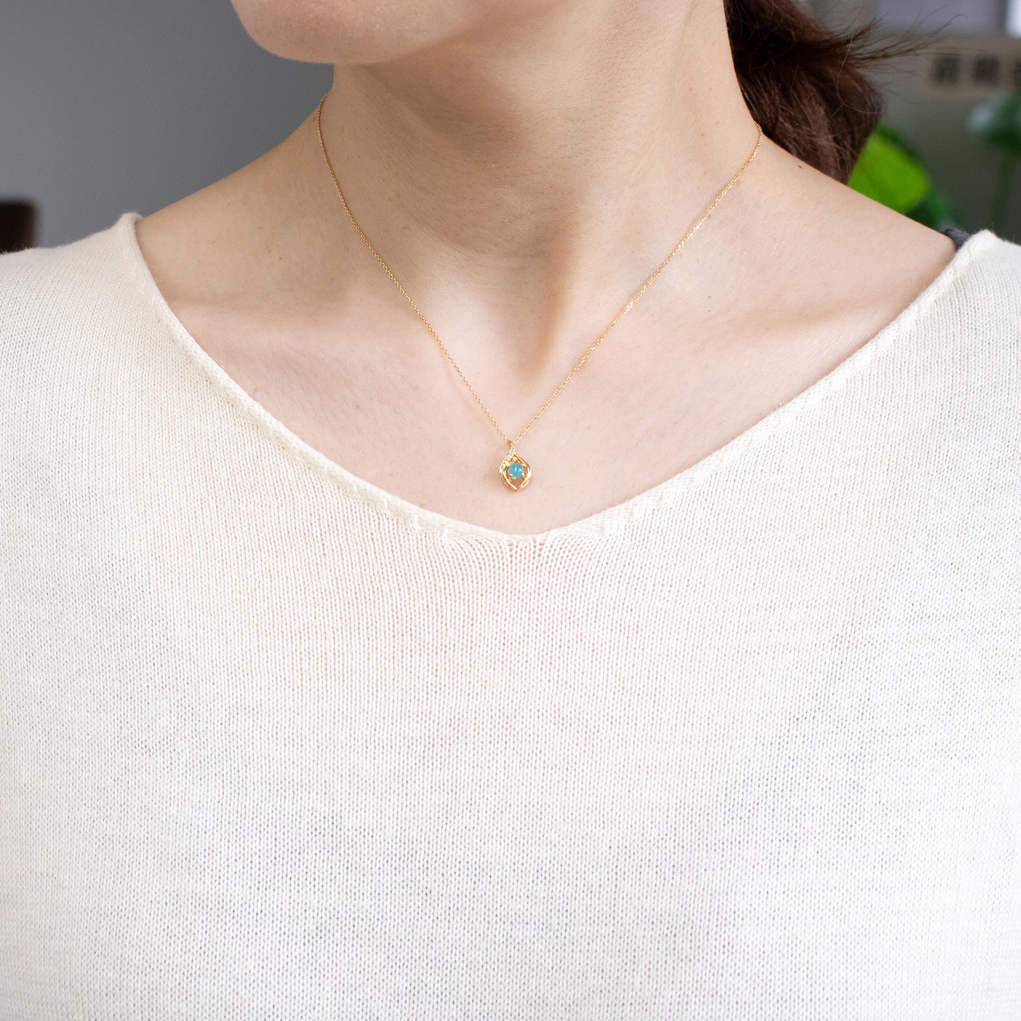 【限定2点】パライバトルマリン/ダイヤモンド K18ネックレス(10月誕生石/鑑別書付)《26T10116》