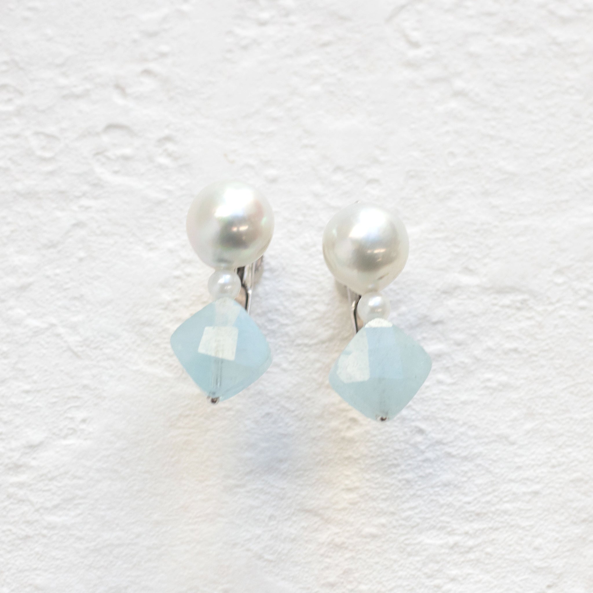 【限定20点】アクアマリン/パール シルバーイヤリング(アコヤ真珠)《26T10119》