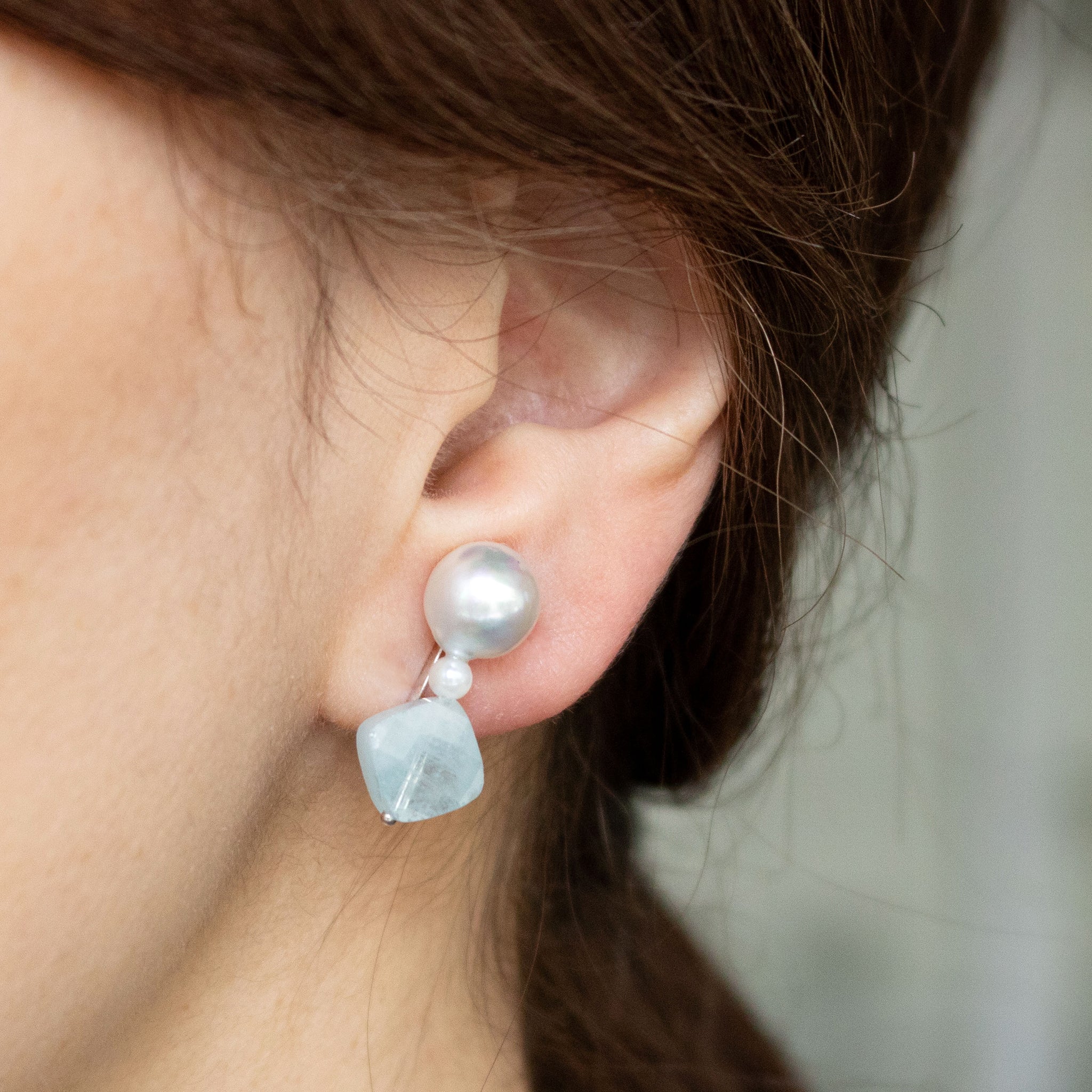 【限定20点】アクアマリン/パール シルバーイヤリング(アコヤ真珠)《26T10119》