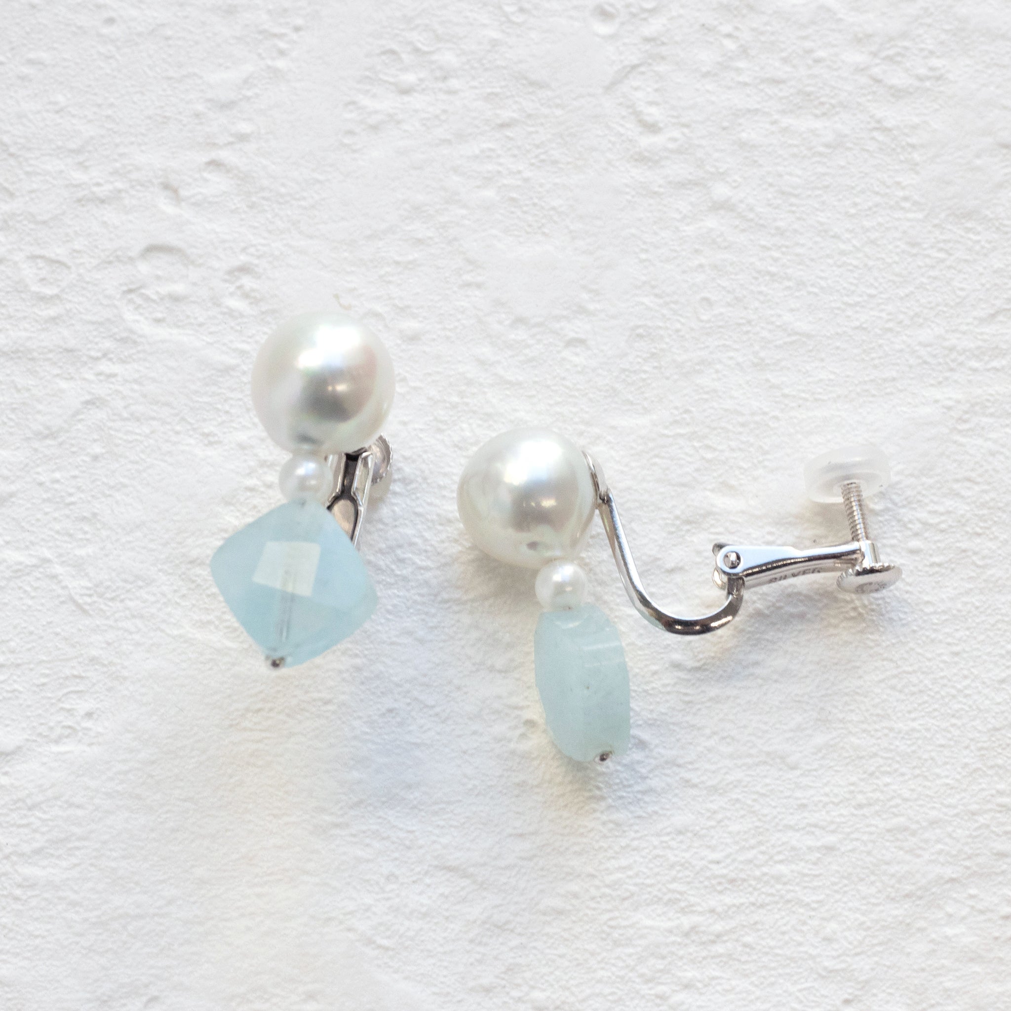 【限定20点】アクアマリン/パール シルバーイヤリング(アコヤ真珠)《26T10119》