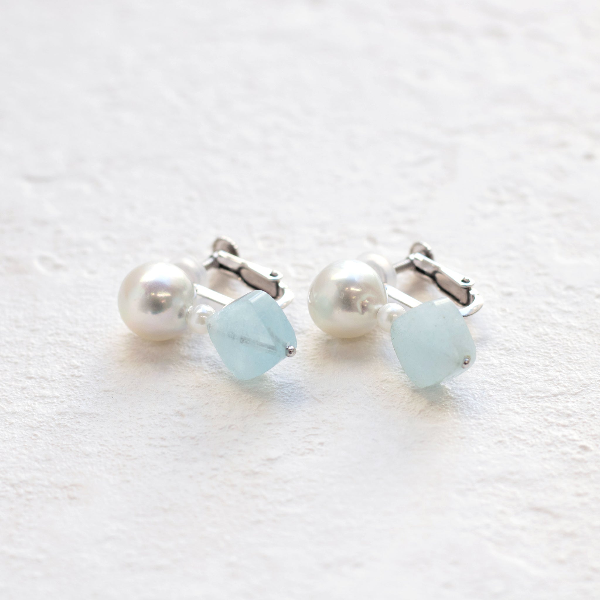 【限定20点】アクアマリン/パール シルバーイヤリング(アコヤ真珠)《26T10119》
